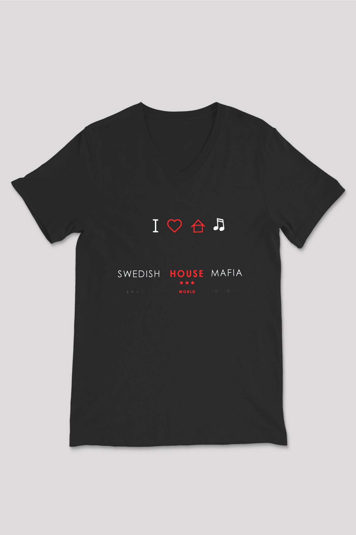Swedish House Mafia Siyah Unisex V Yaka Tişört T-Shirt