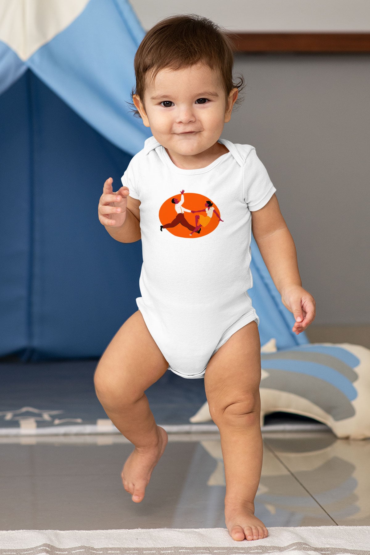 Swing Baskılı Beyaz Unisex Bebek Body - Zıbın