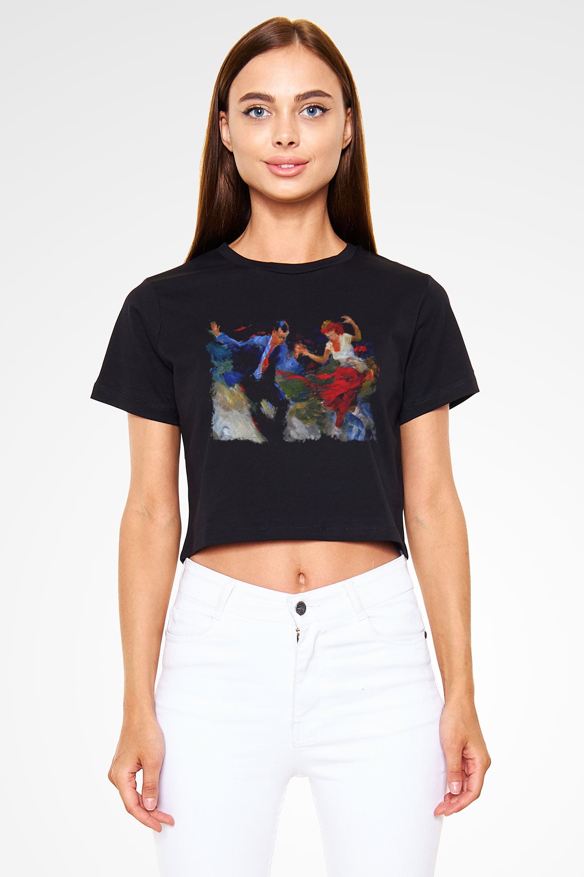 Swing Siyah Crop Top Tişört