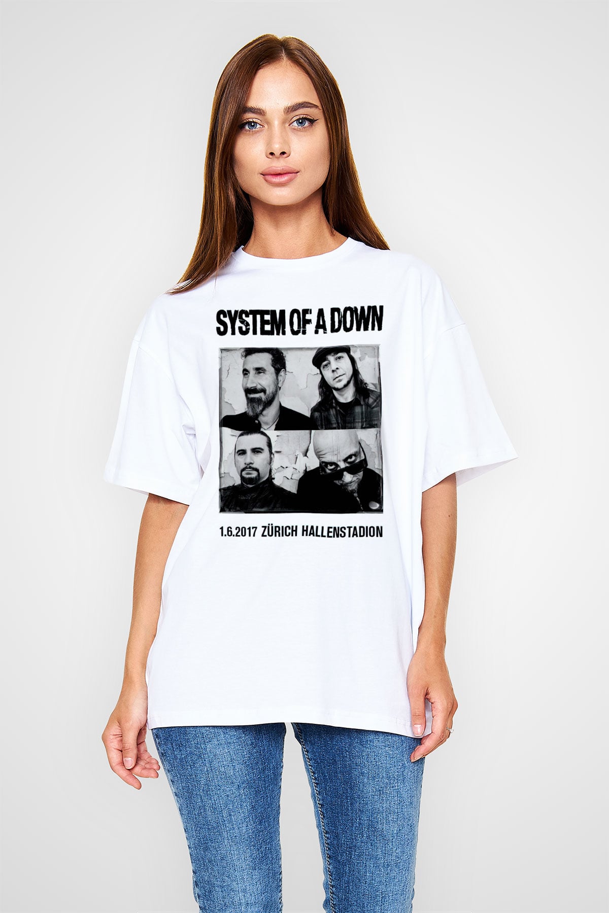 System of a Down Beyaz Unisex Oversize Tişört T-Shirt
