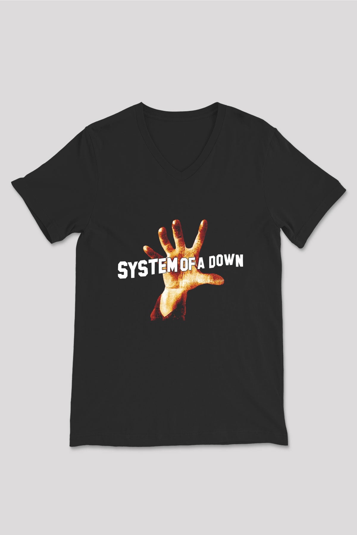 System of a Down Siyah Unisex V Yaka Tişört T-Shirt