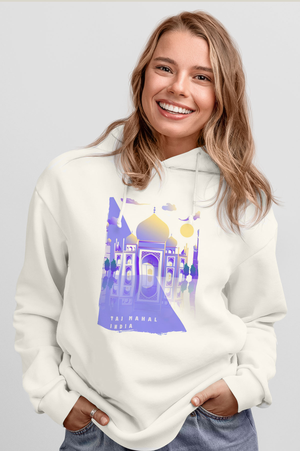 Tac Mahal Beyaz Unisex Hoodie
