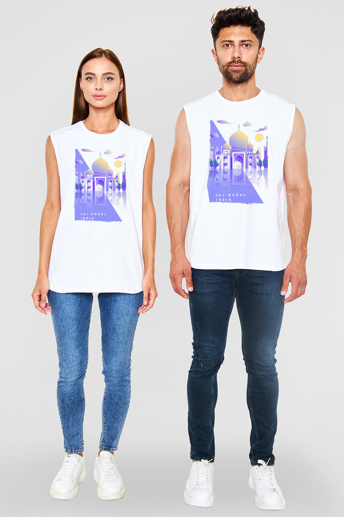 Tac Mahal Beyaz Unisex Kolsuz Tişört