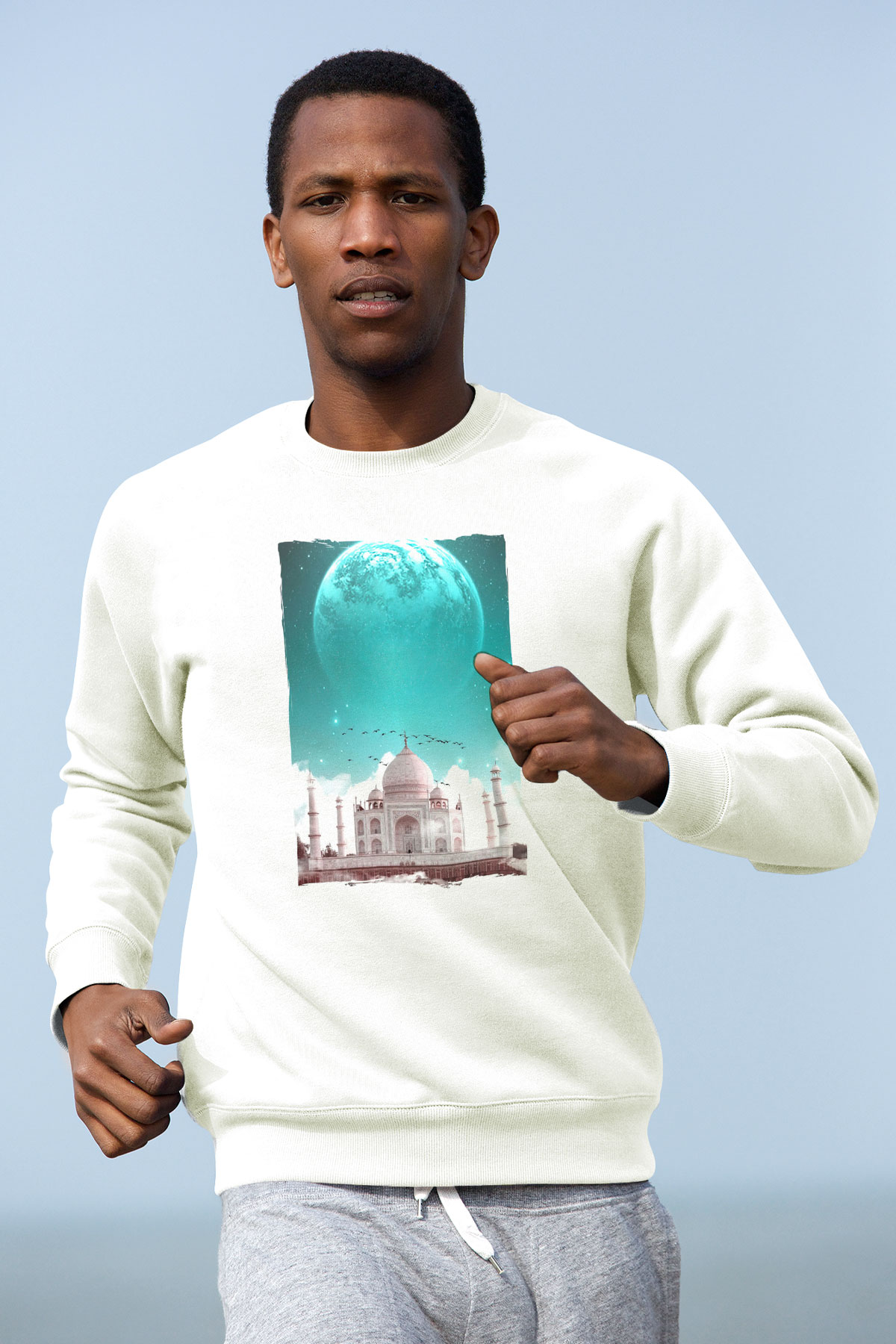 Tac Mahal Beyaz Unisex Sweatshirt