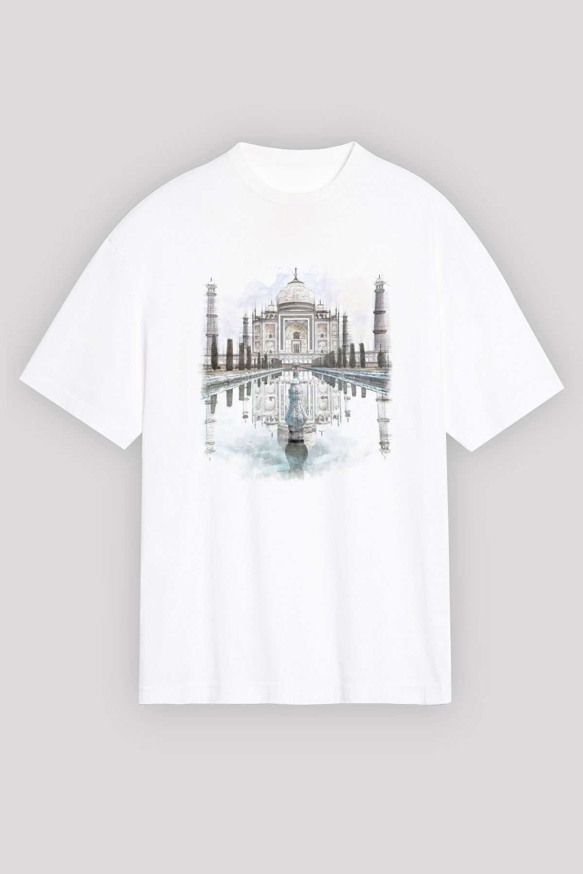 Tac Mahal Beyaz Unisex Tişört T-Shirt - TişörtFabrikası
