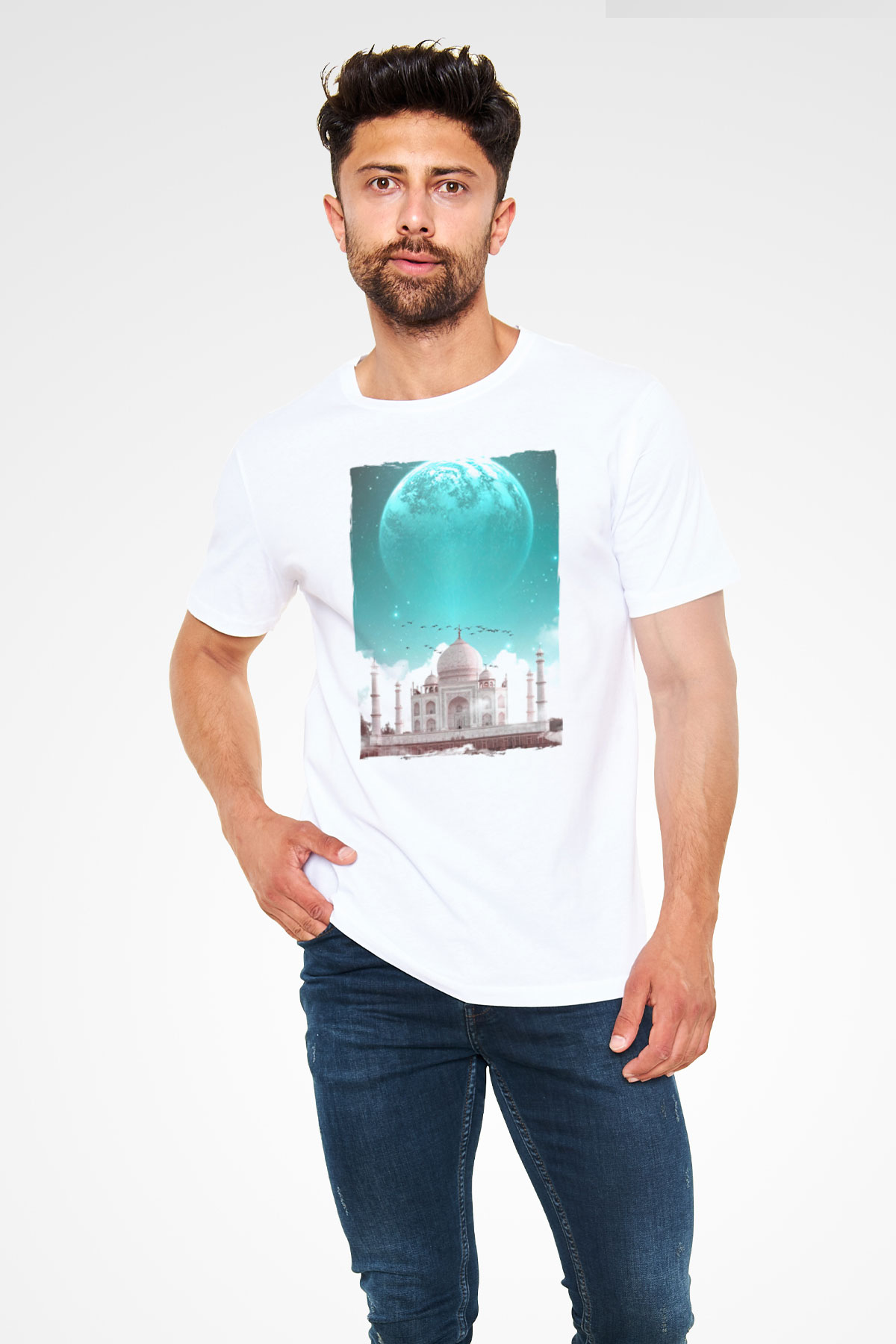 Tac Mahal Beyaz Unisex Tişört T-Shirt - TişörtFabrikası