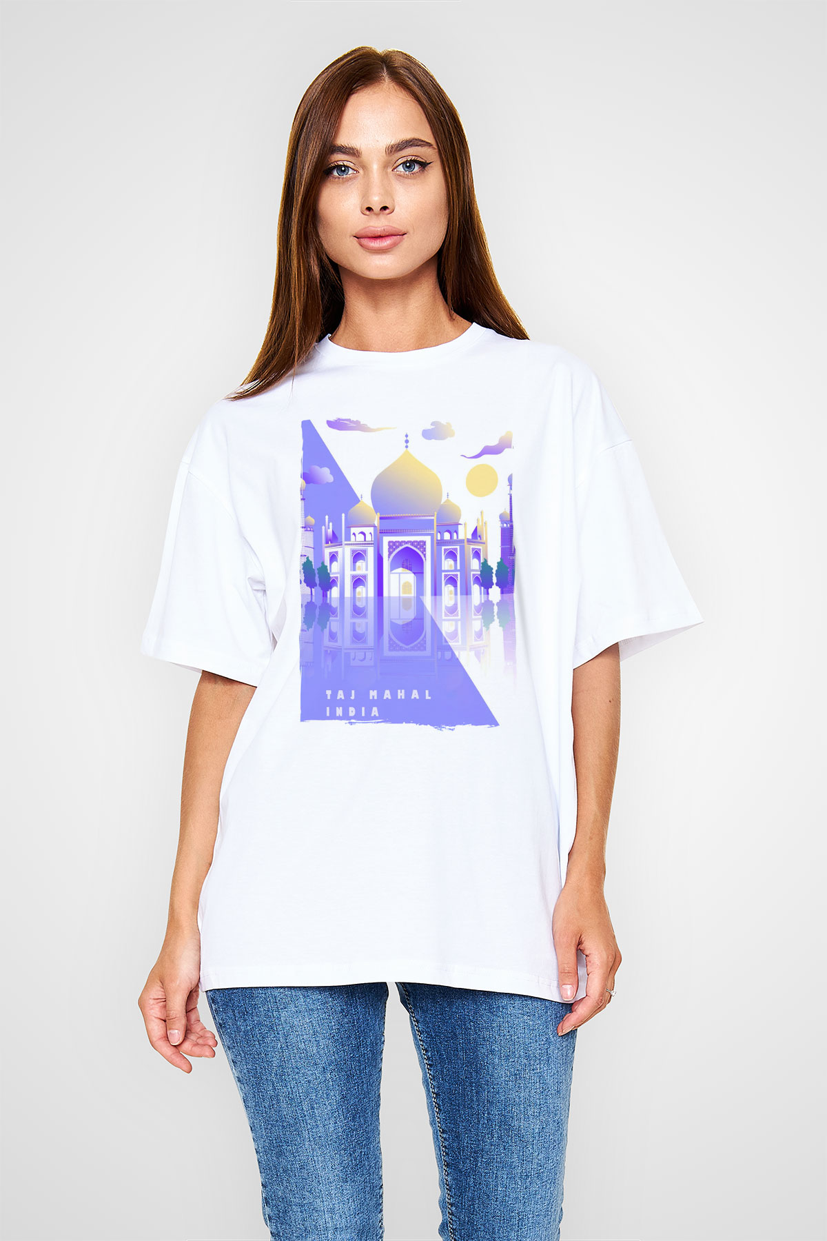 Tac Mahal Beyaz Unisex Tişört T-Shirt - TişörtFabrikası