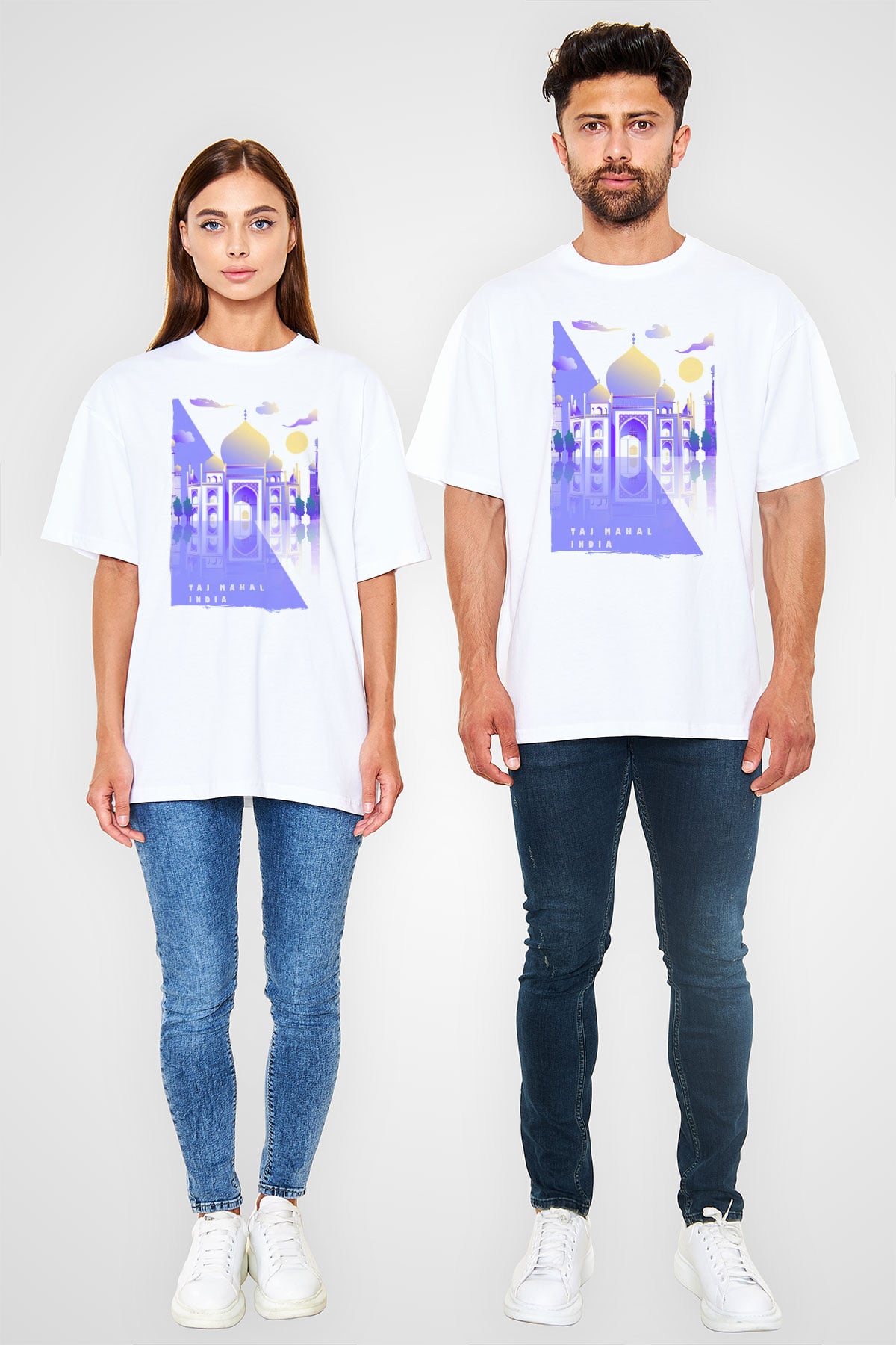 Tac Mahal Beyaz Unisex Tişört T-Shirt - TişörtFabrikası