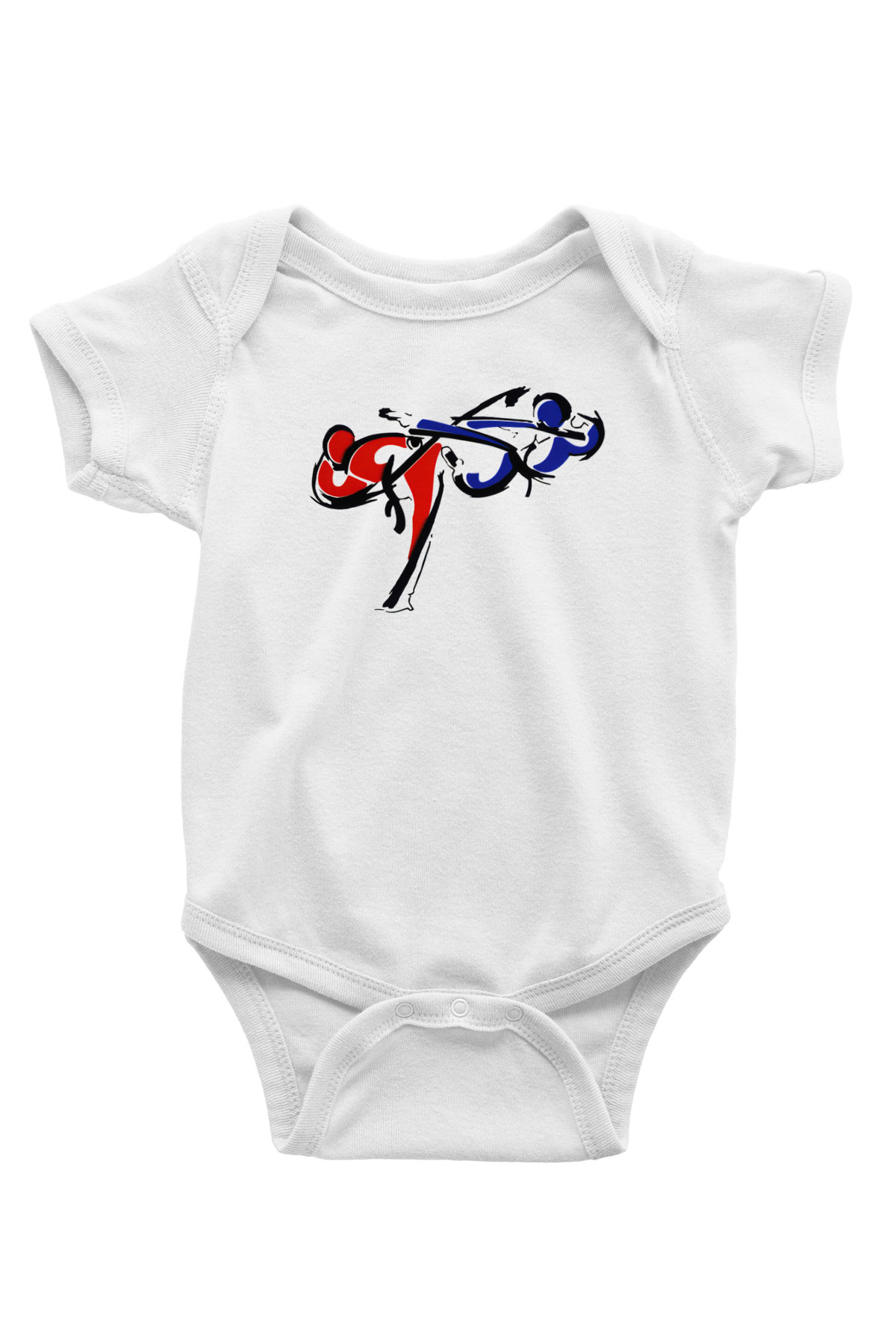 Taekwondo Baskılı Beyaz Unisex Bebek Body - Zıbın
