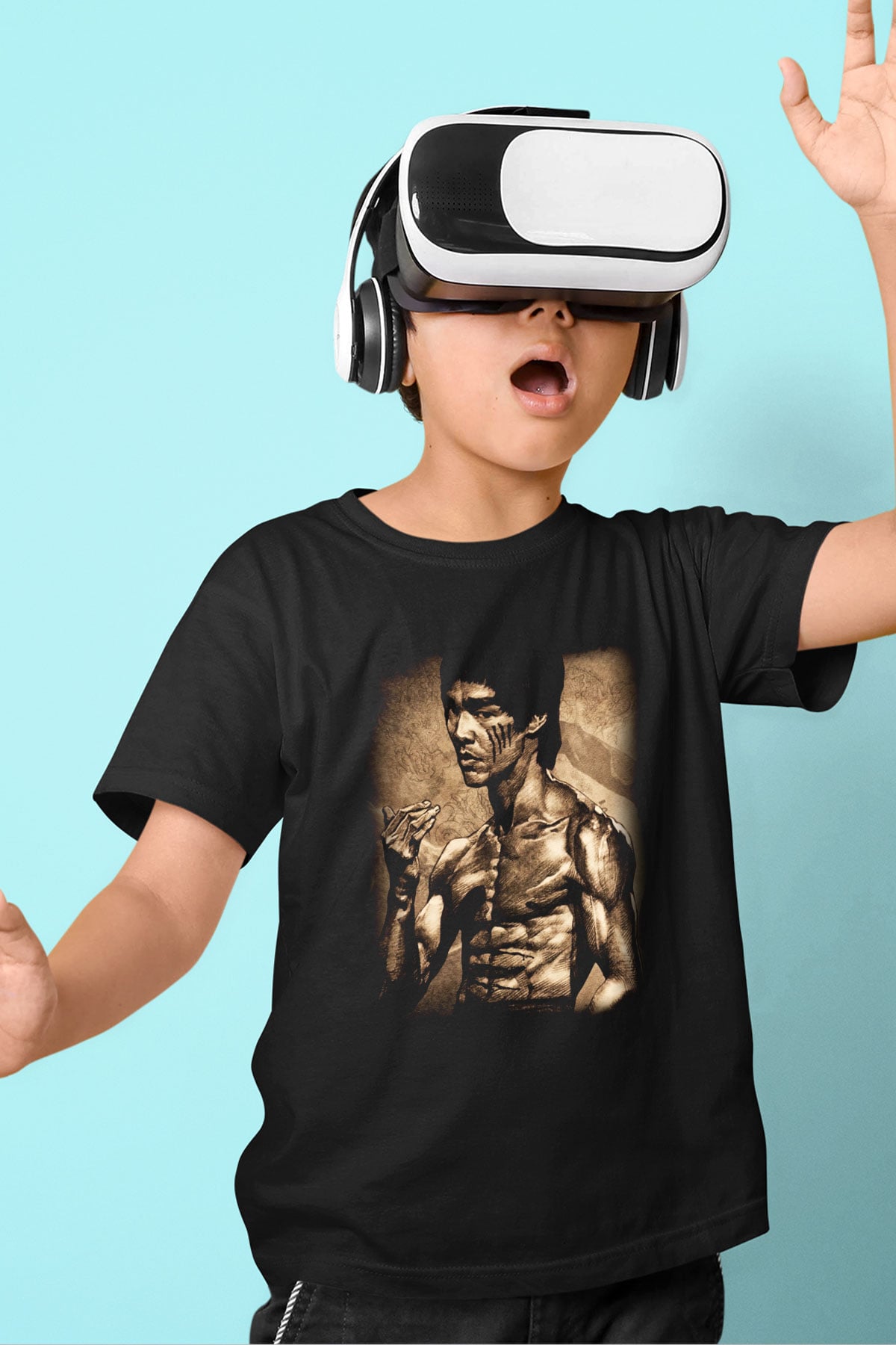Taekwondo Baskılı Siyah Unisex Çocuk Tişört