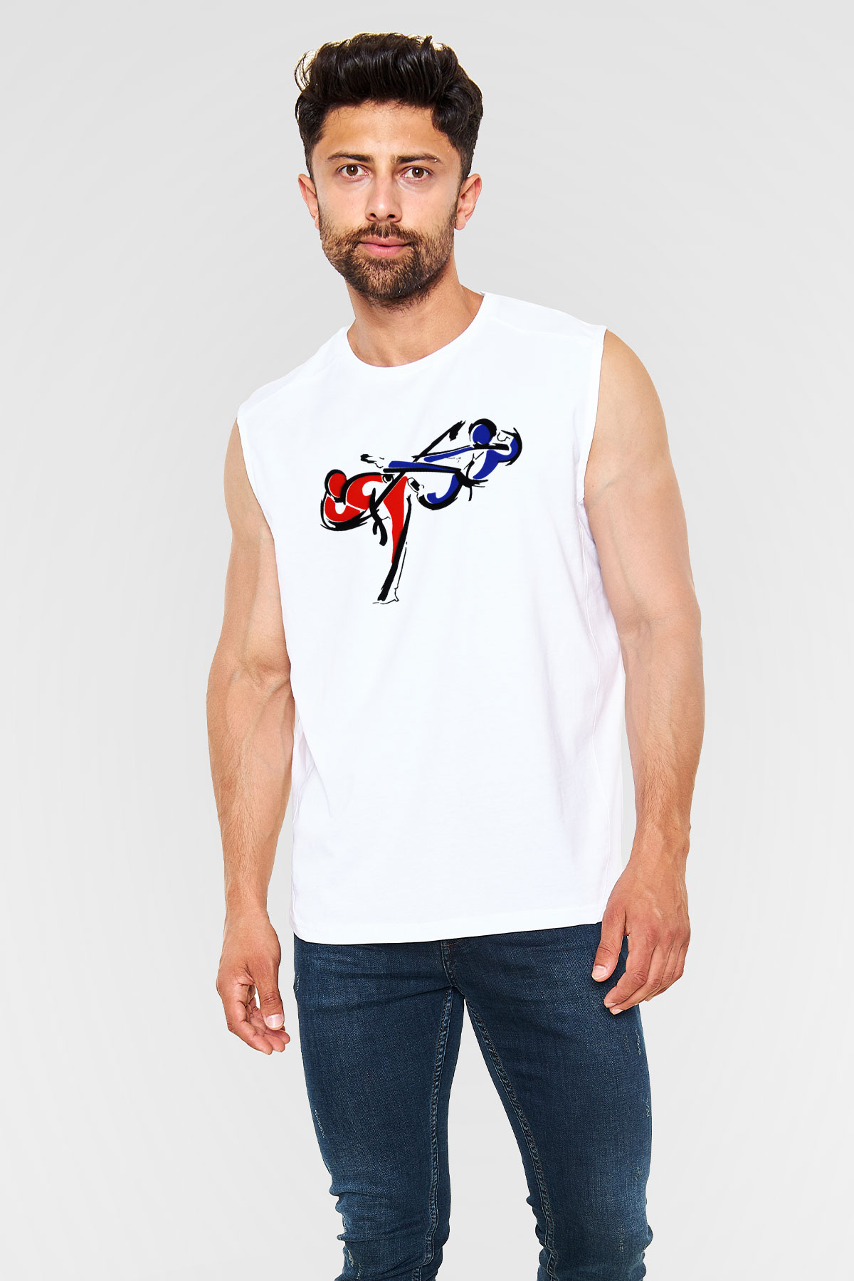Taekwondo Beyaz Unisex Kolsuz Tişört