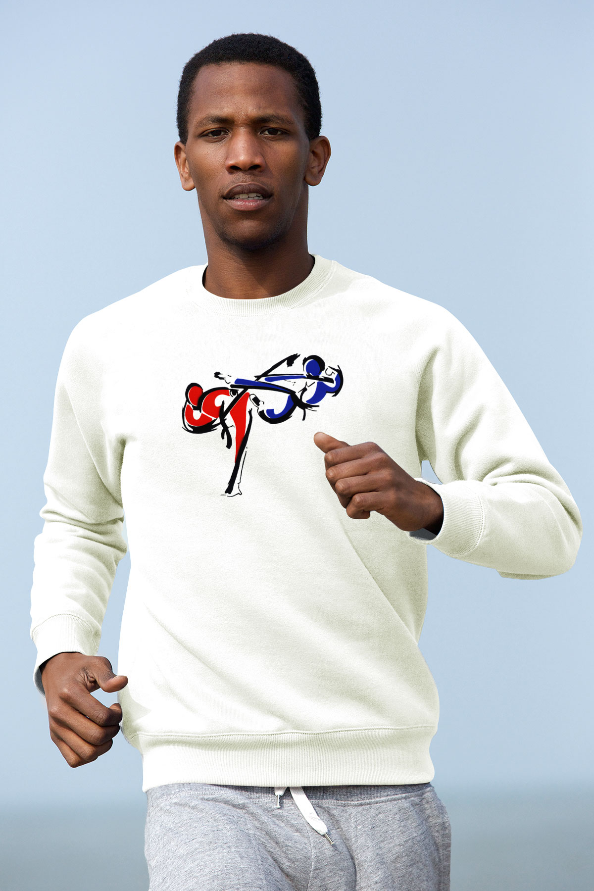 Taekwondo Beyaz Unisex Sweatshirt