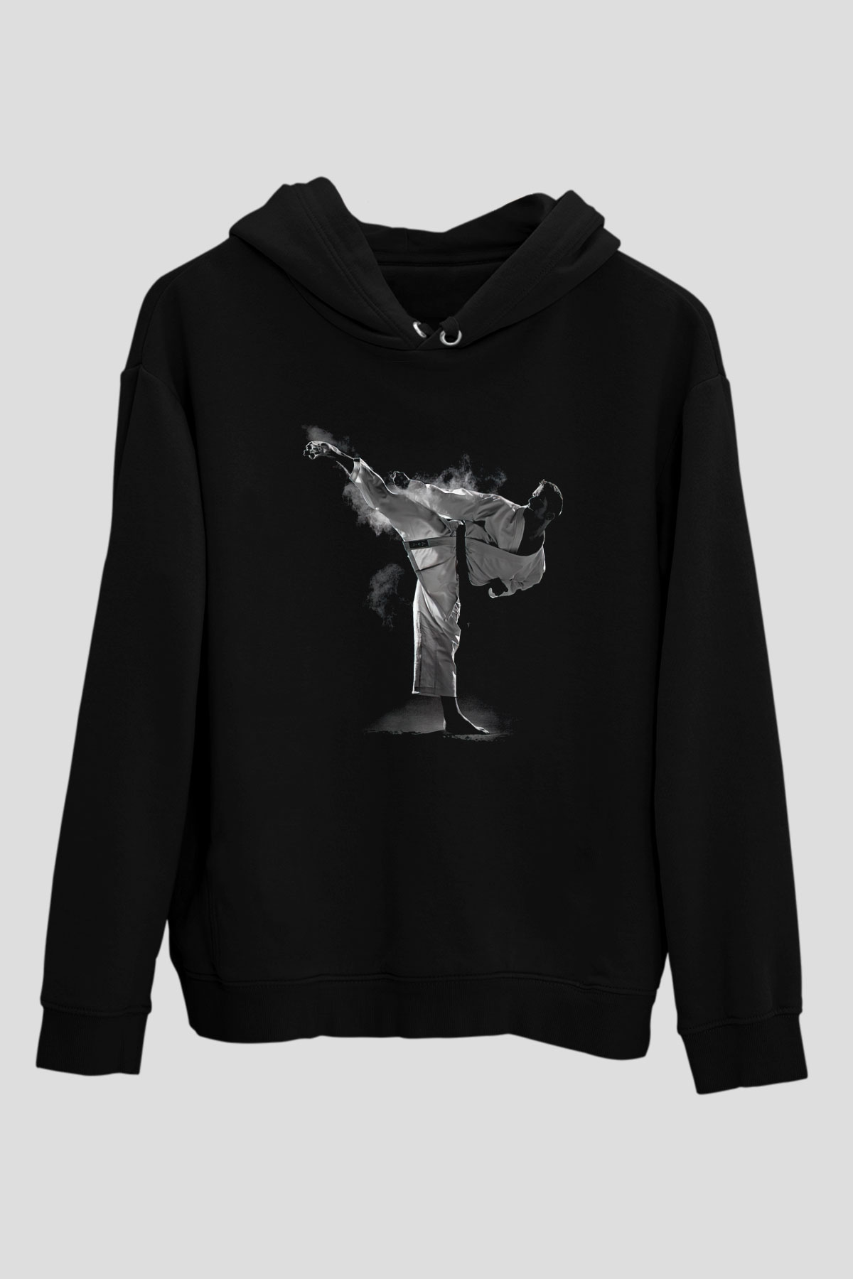 Taekwondo Siyah Unisex Kapüşonlu Sweatshirt