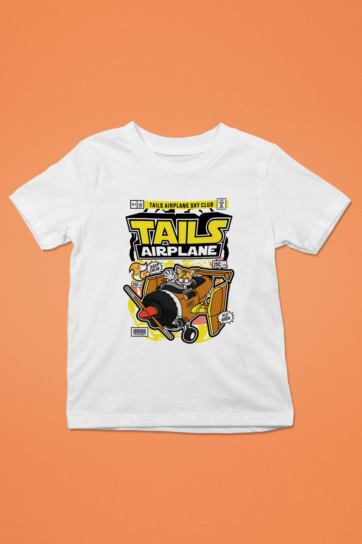 Tails Airplane  Baskılı Unisex Beyaz Çocuk Tişört