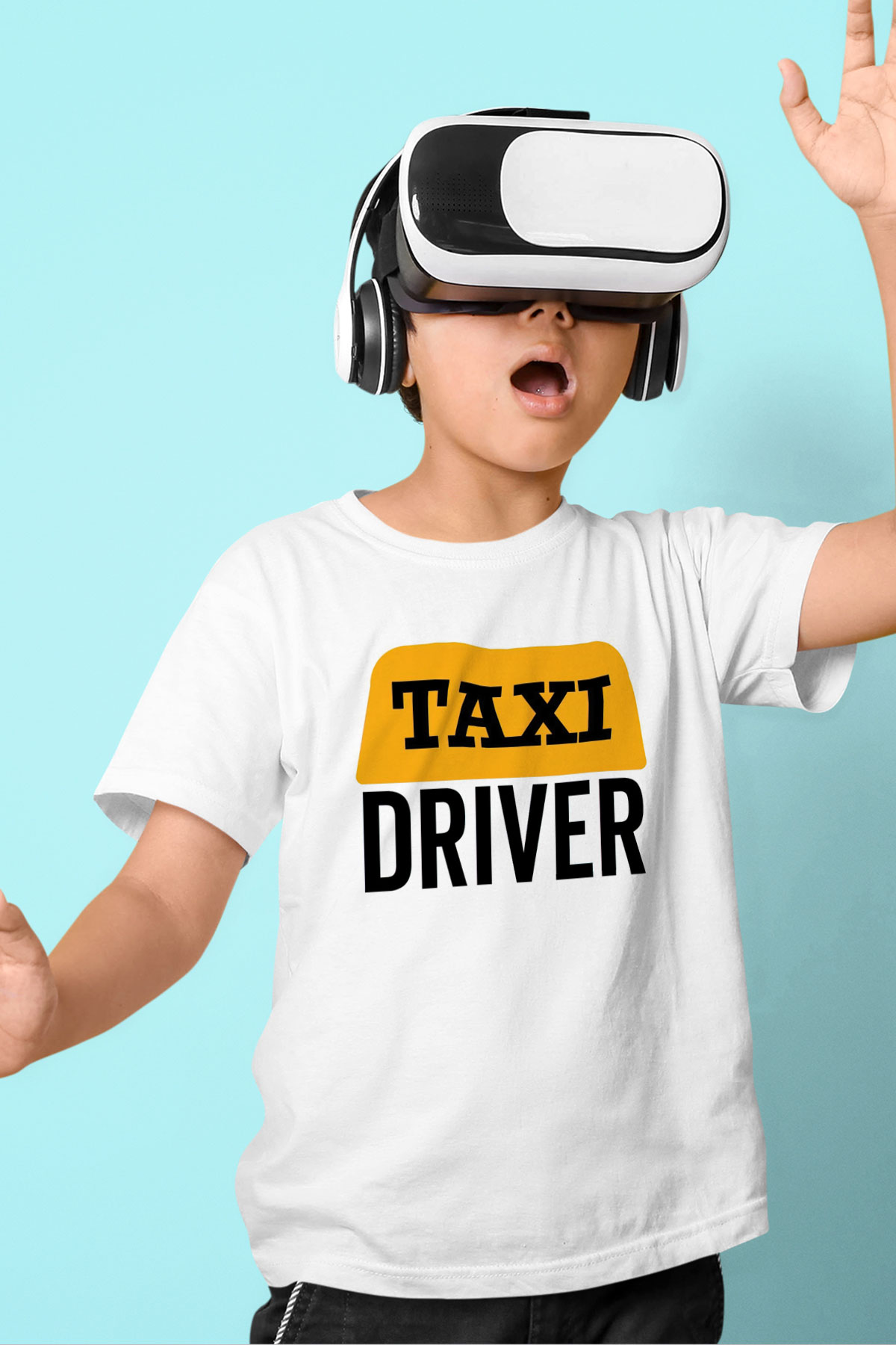 Taksici Beyaz Unisex Çocuk Tişört