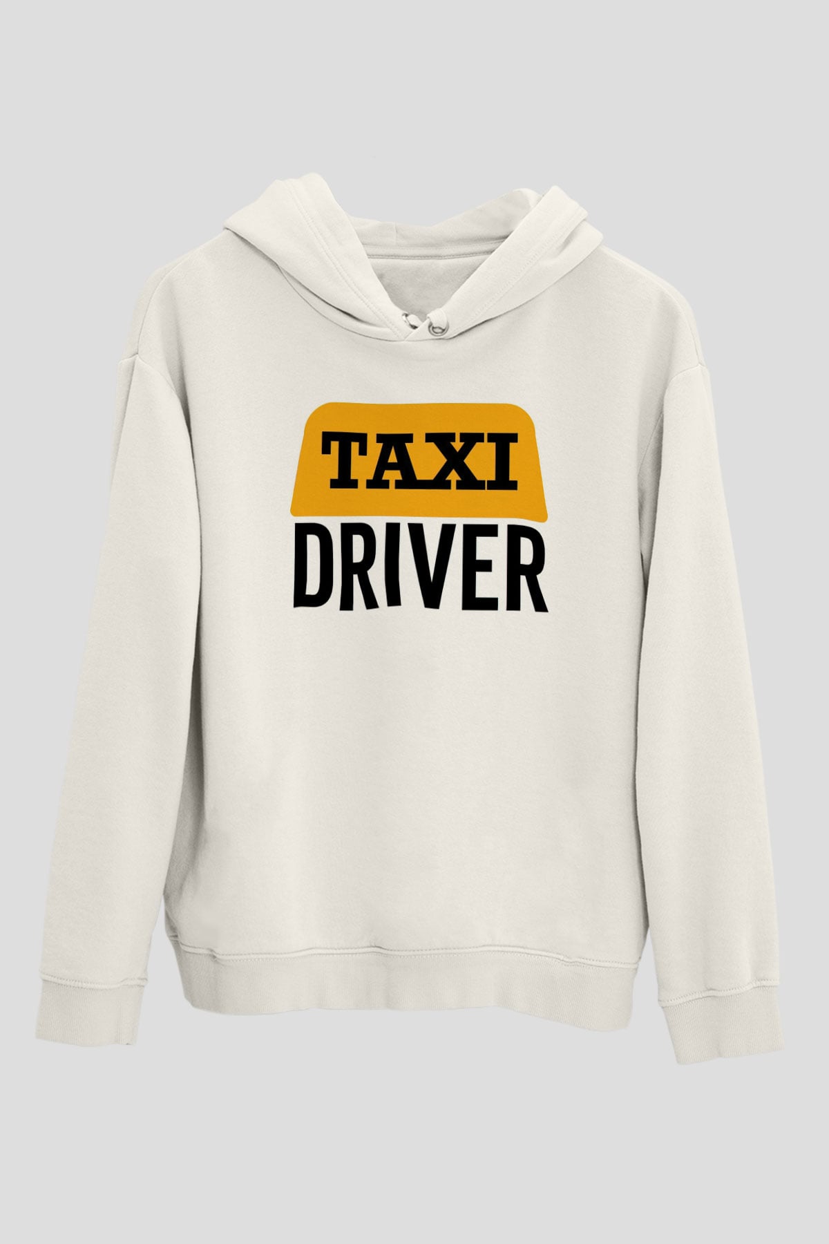 Taksici Beyaz Unisex Kapüşonlu Sweatshirt
