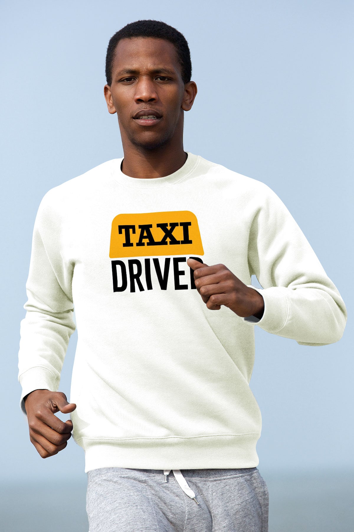Taksici Beyaz Unisex Sweatshirt