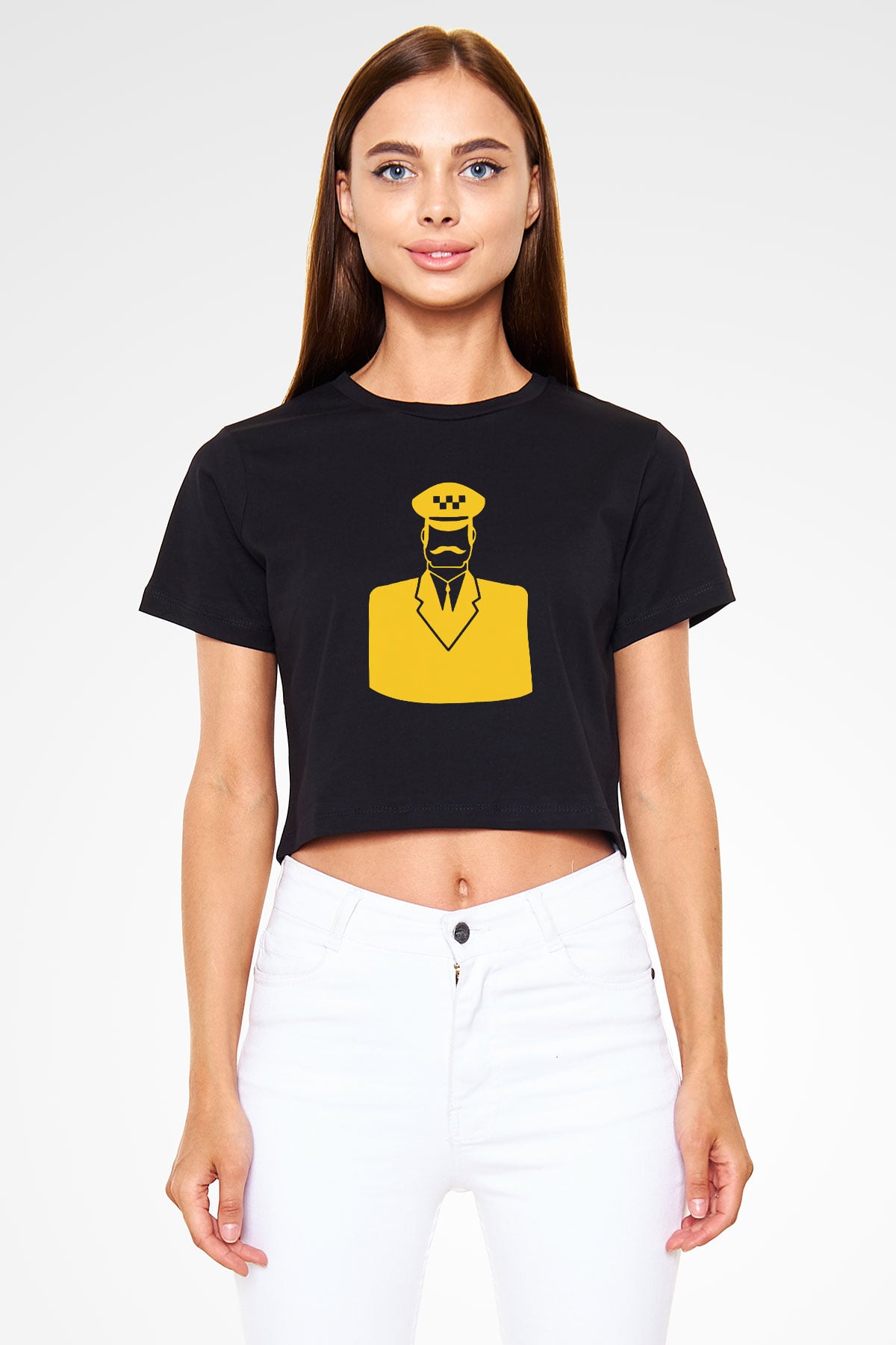Taksici Siyah Crop Top Tişört