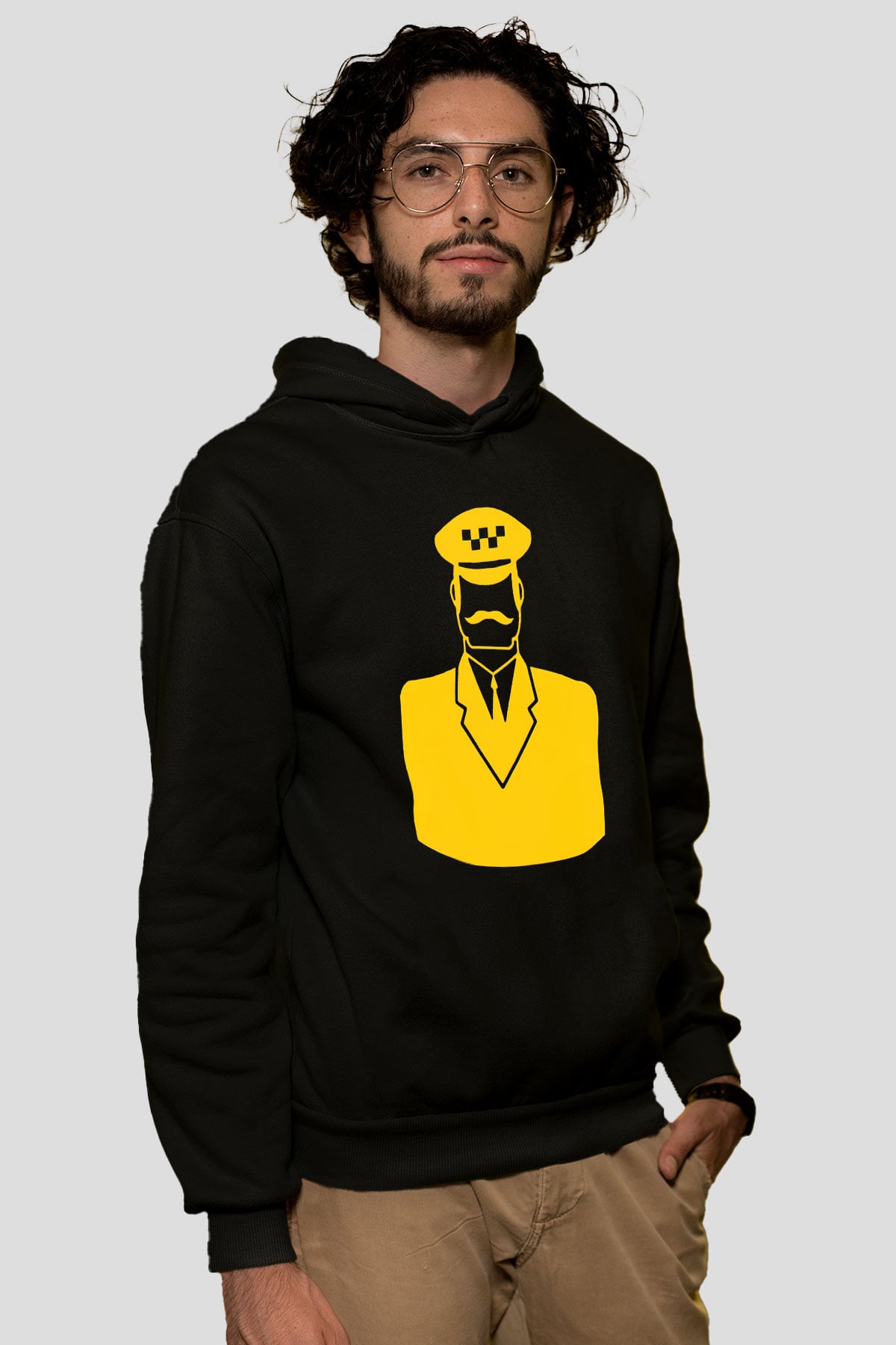 Taksici Siyah Unisex Kapşonlu Sweatshirt
