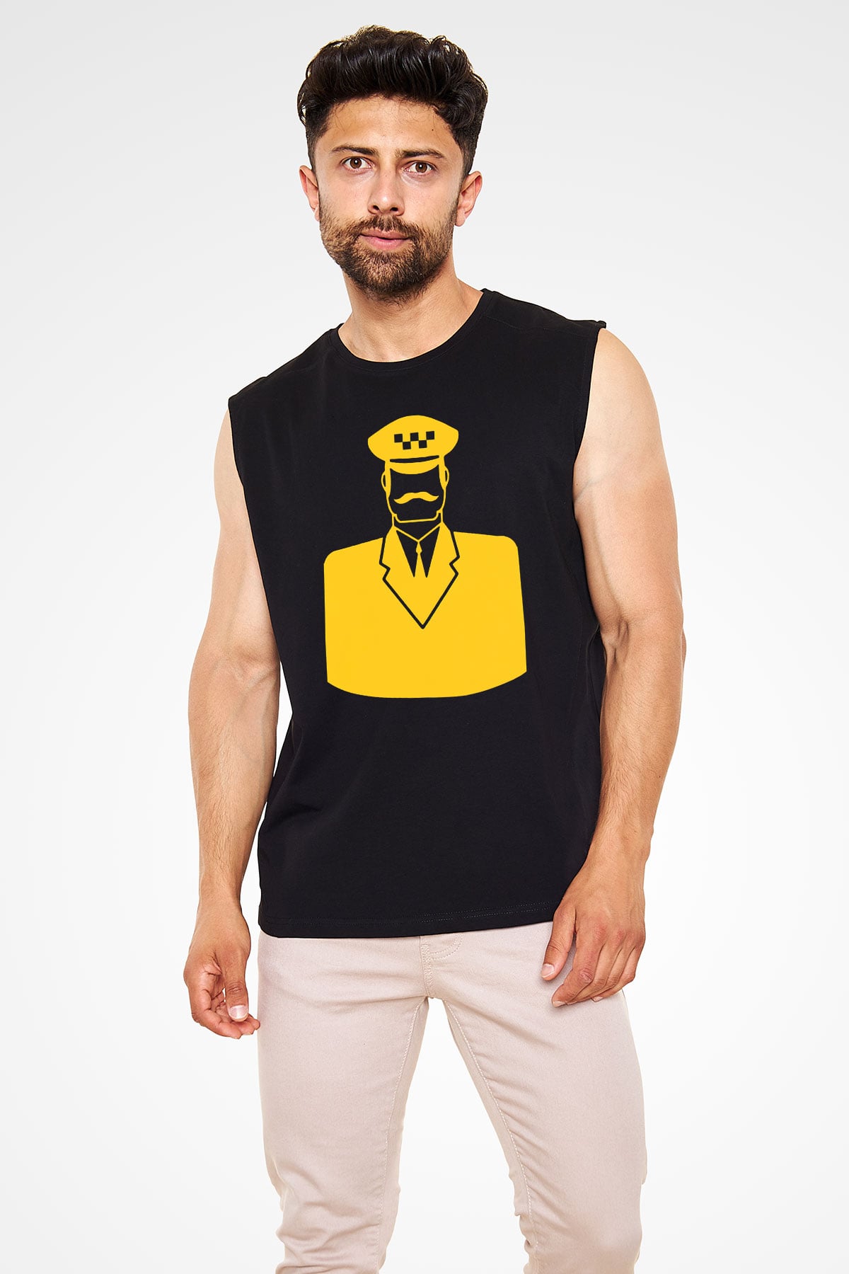 Taksici Siyah Unisex Kolsuz Tişört