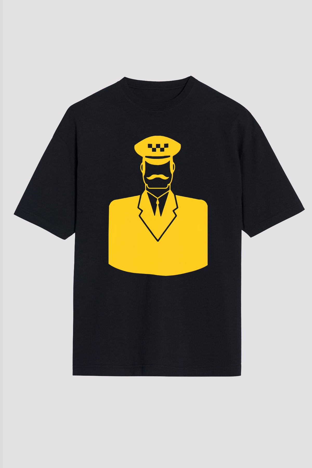 Taksici Siyah Unisex Oversize Tişört T-Shirt