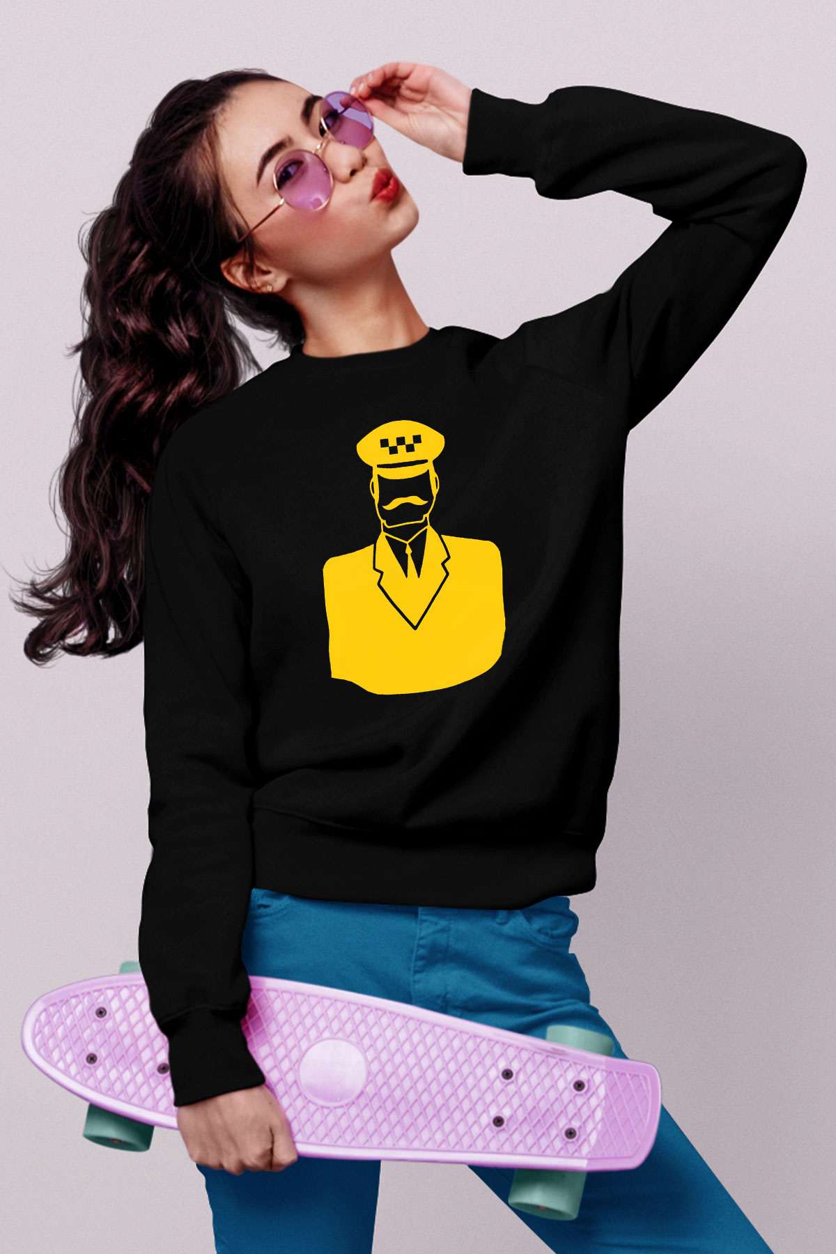 Taksici Siyah Unisex Sweatshirt