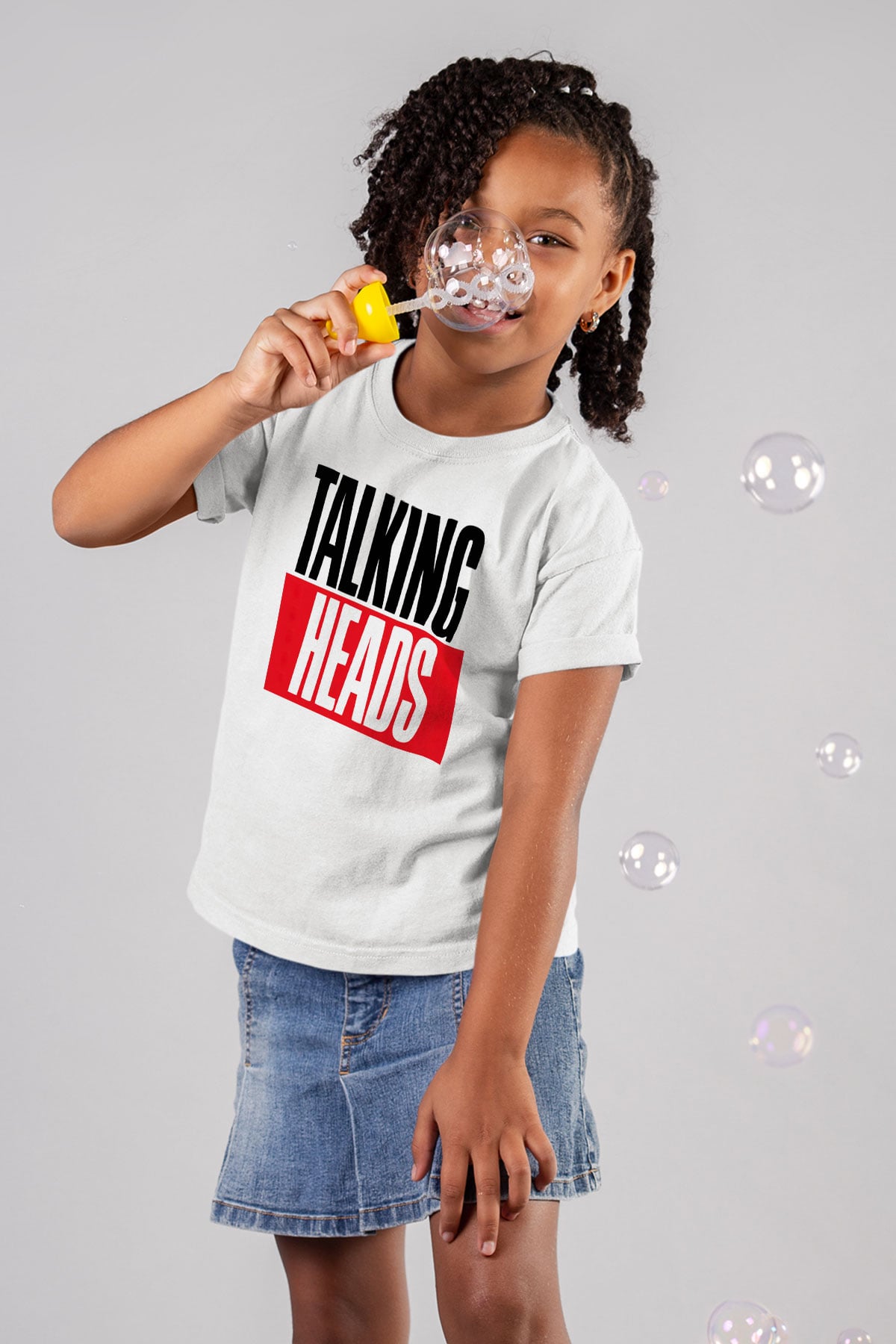 Talking Heads Baskılı Beyaz Unisex Çocuk Tişört