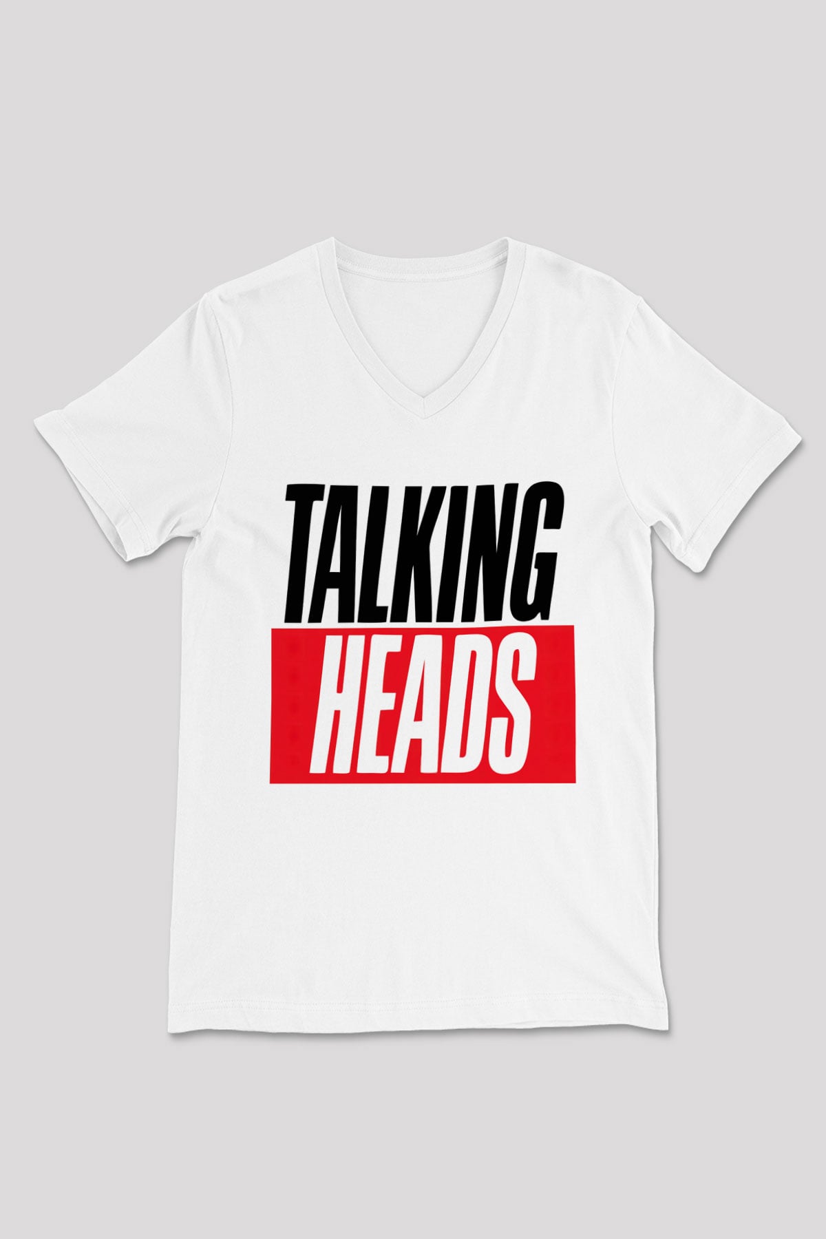 Talking Heads Beyaz Unisex V Yaka Tişört T-Shirt