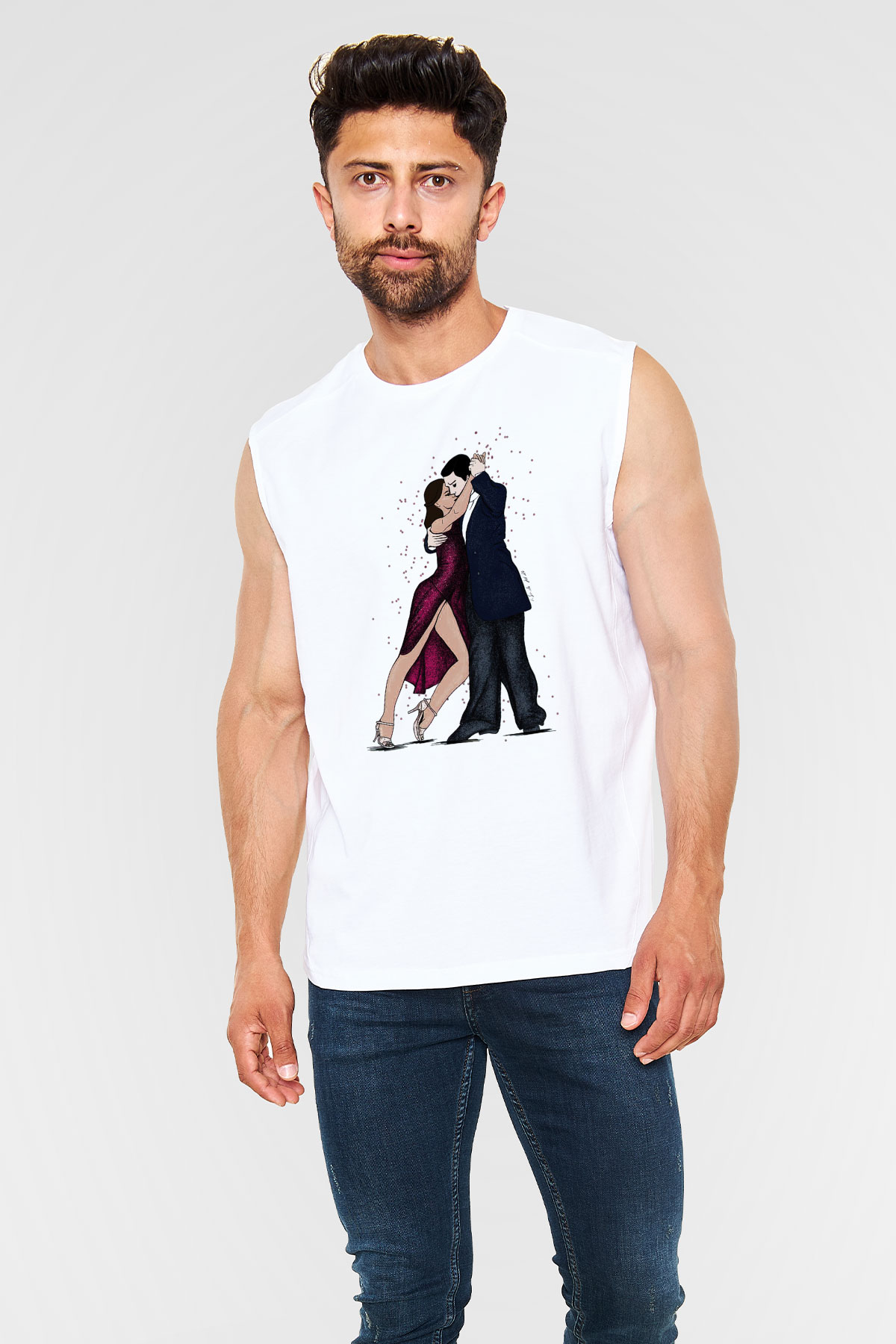 Tango Beyaz Unisex Kolsuz Tişört