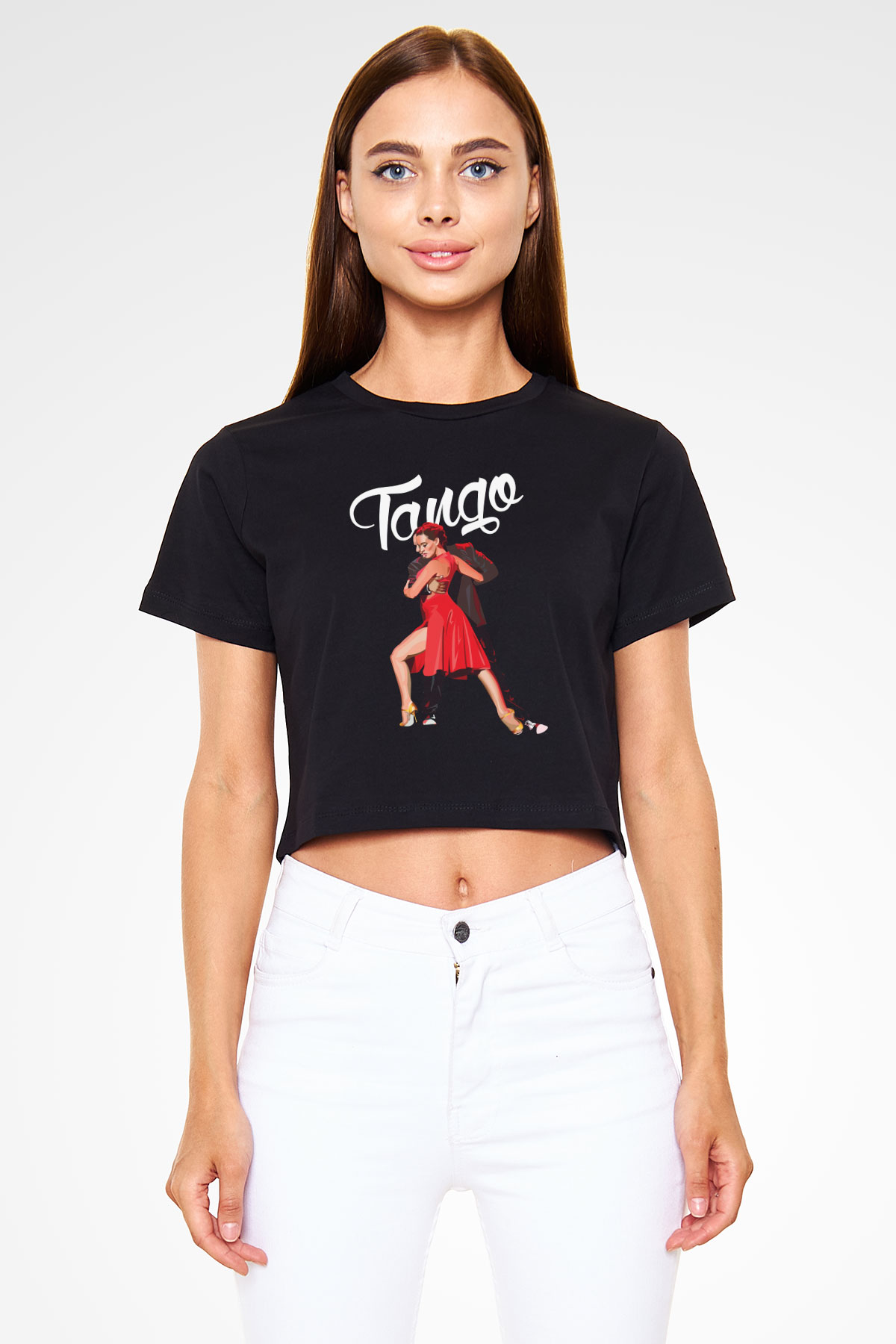 Tango Siyah  Crop Top Tişört