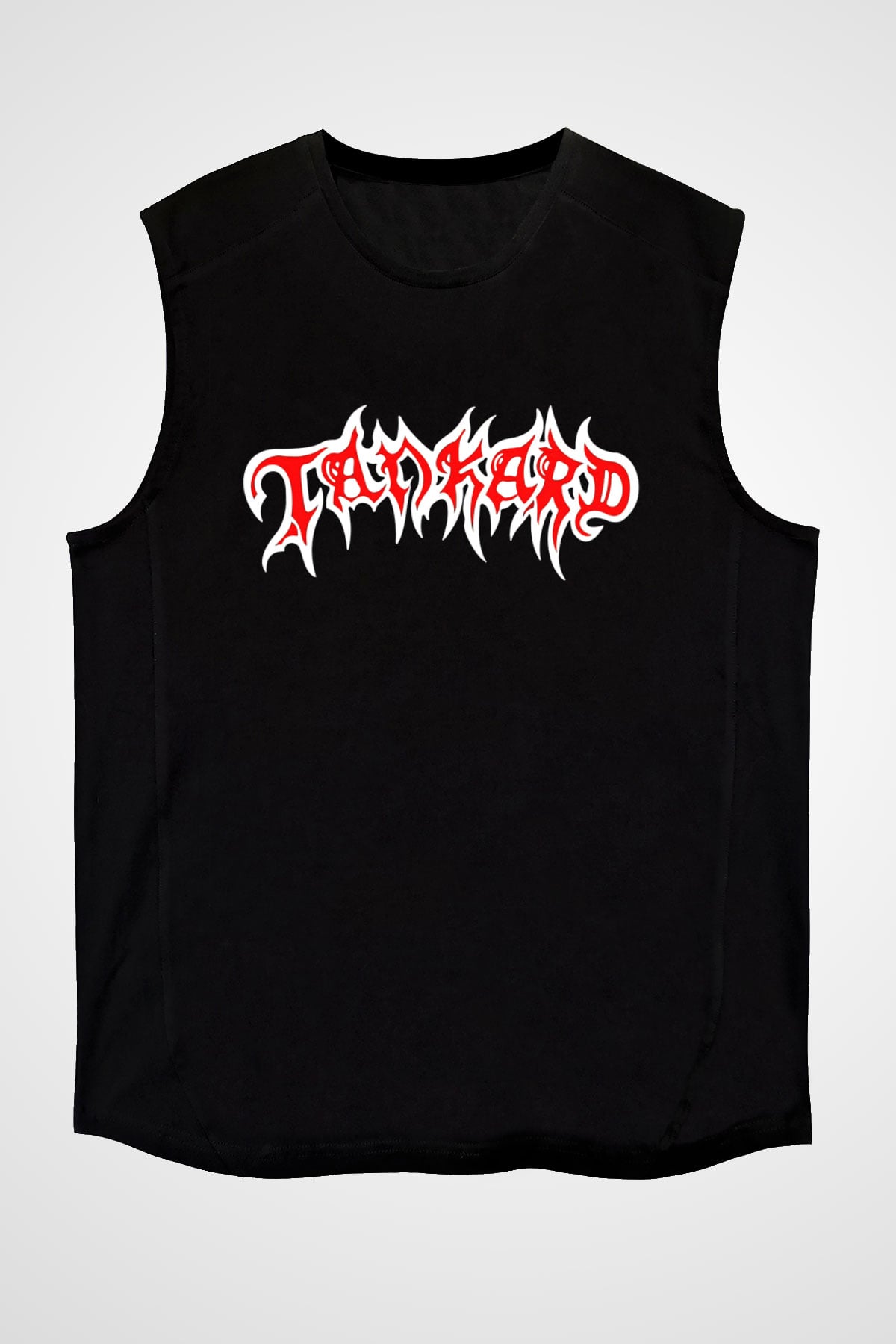 Tankard Baskılı Unisex Siyah Kolsuz Tişört - Tshirt