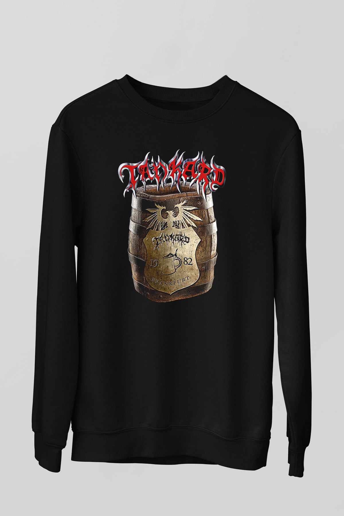 Tankard Baskılı Unisex Siyah Sweatshirt