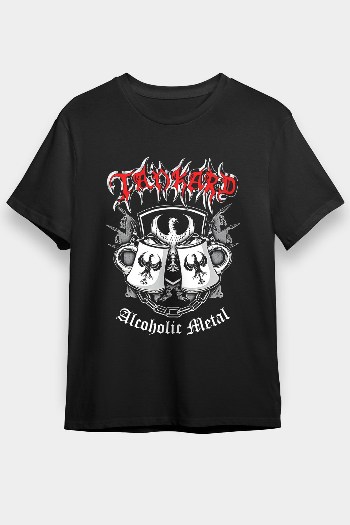 Tankard Baskılı Unisex Siyah Tişört - Tshirt