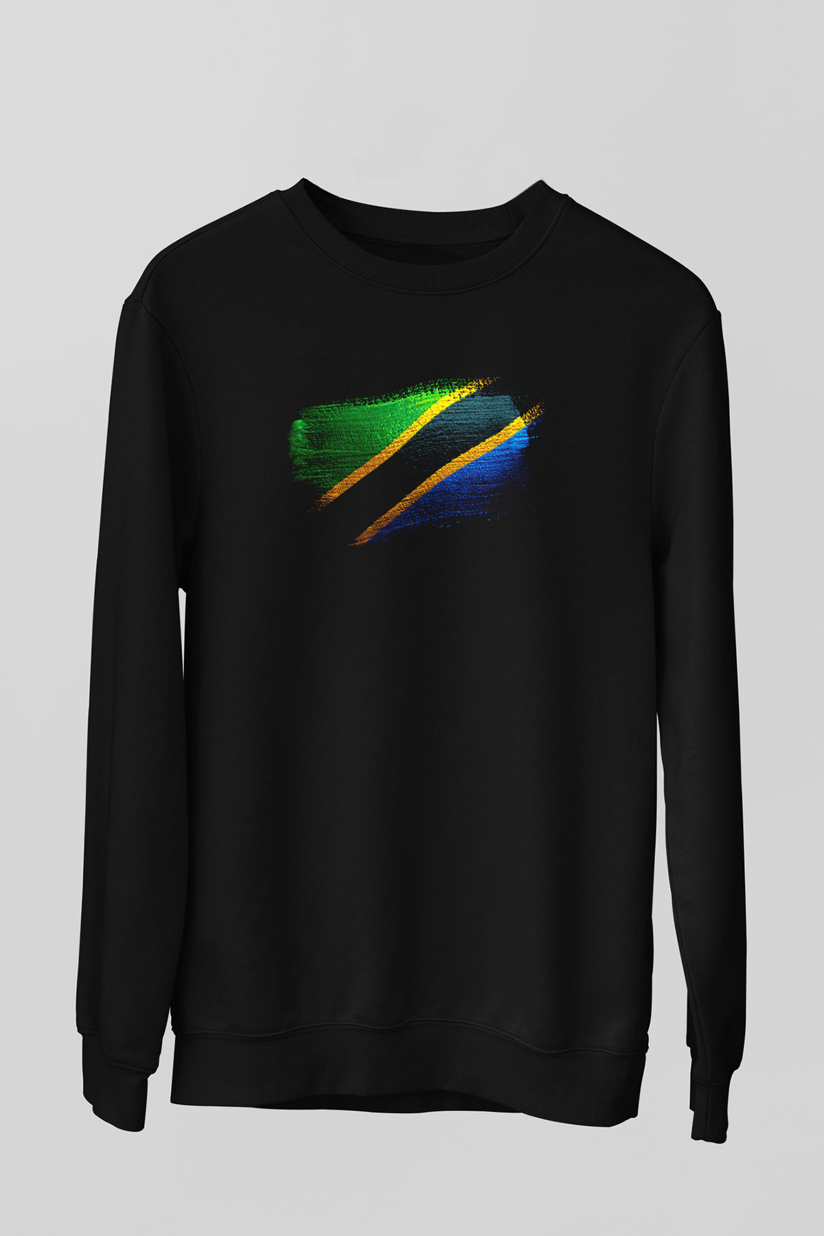 Tanzanya - Tanzania Bayrağı Baskılı Unisex Siyah Sweatshirt