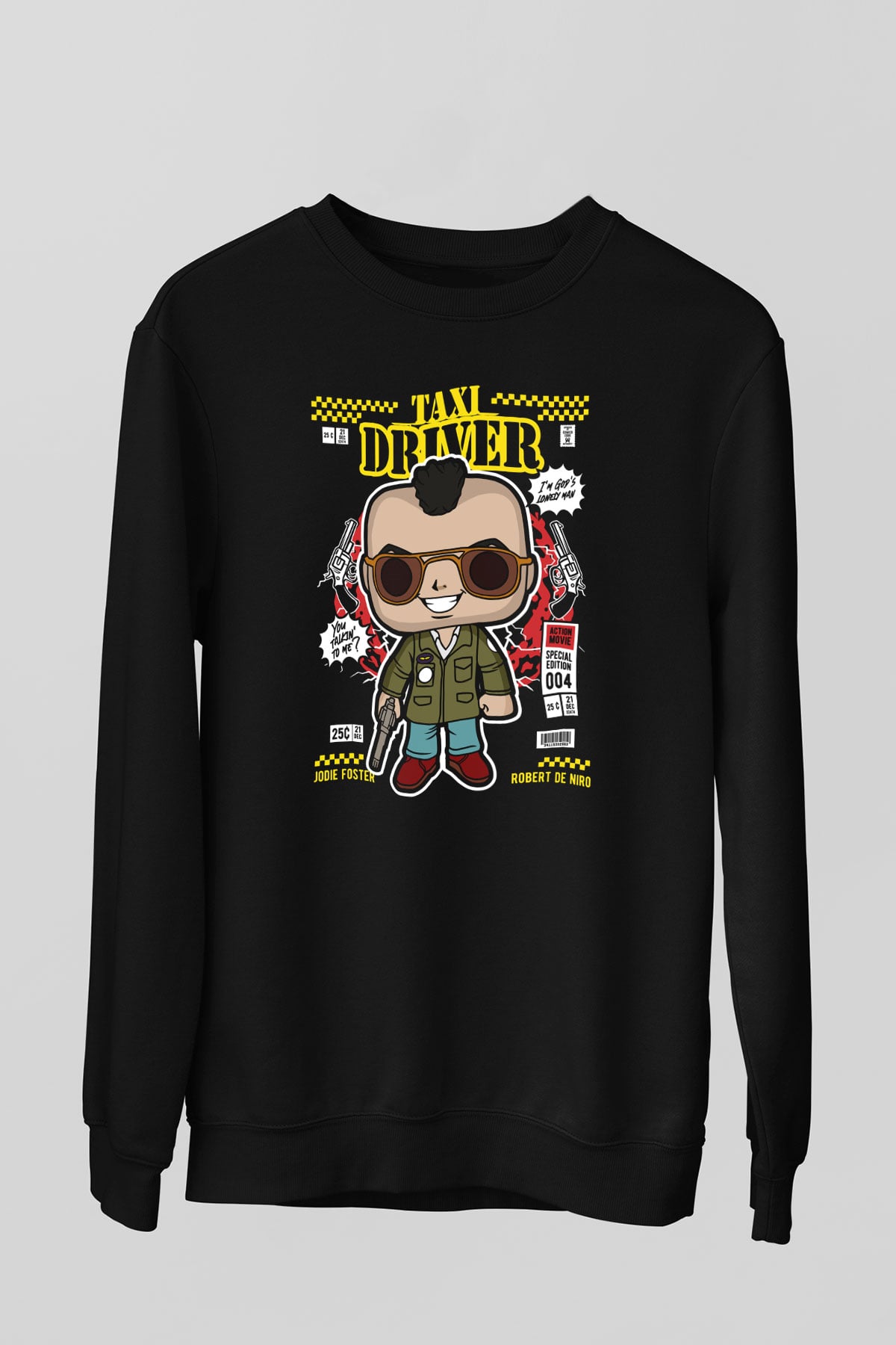 Taxi Driver Baskılı Unisex Siyah Sweatshirt