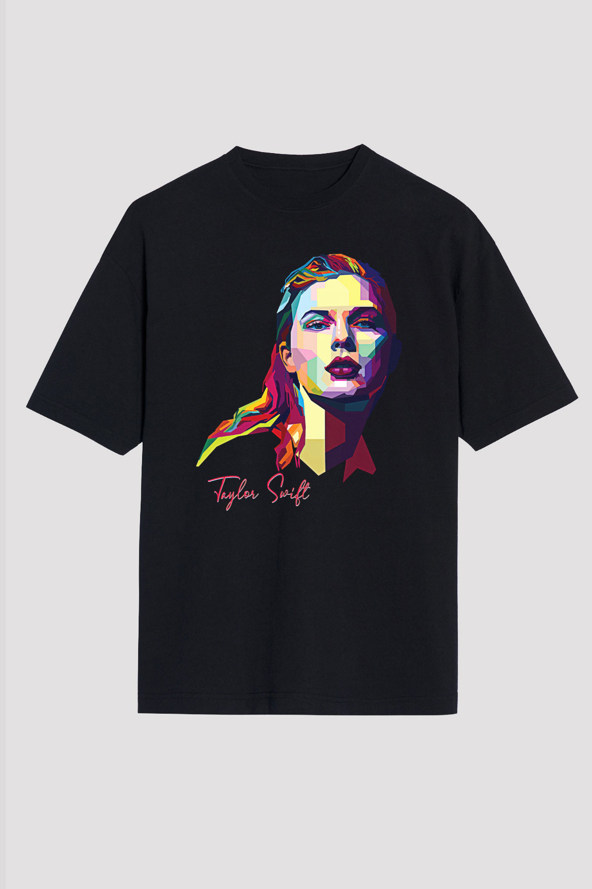 Taylor Swift Baskılı Baskılı Unisex Siyah Oversize Tişört - Tshirt