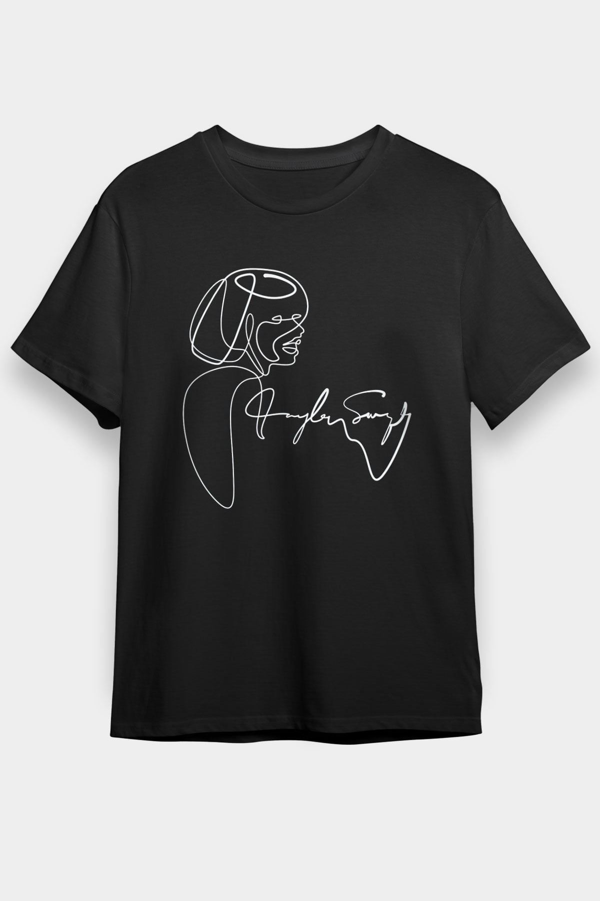 Taylor Swift Baskılı Baskılı Unisex Siyah Tişört - Tshirt