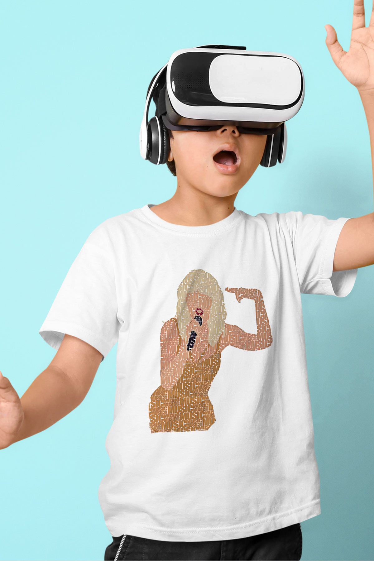 Taylor Swift Baskılı Beyaz Unisex Beyaz Çocuk Tişört - Tshirt