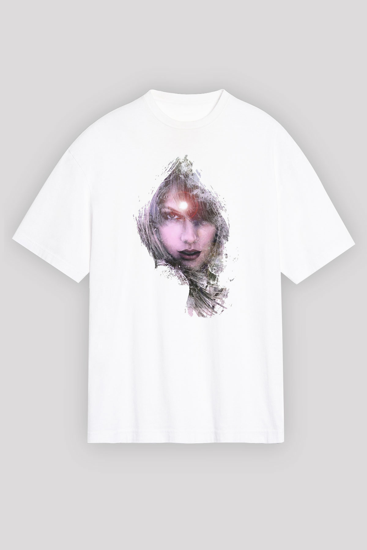 Taylor Swift Baskılı Beyaz Unisex Oversize Tişört - Tshirt