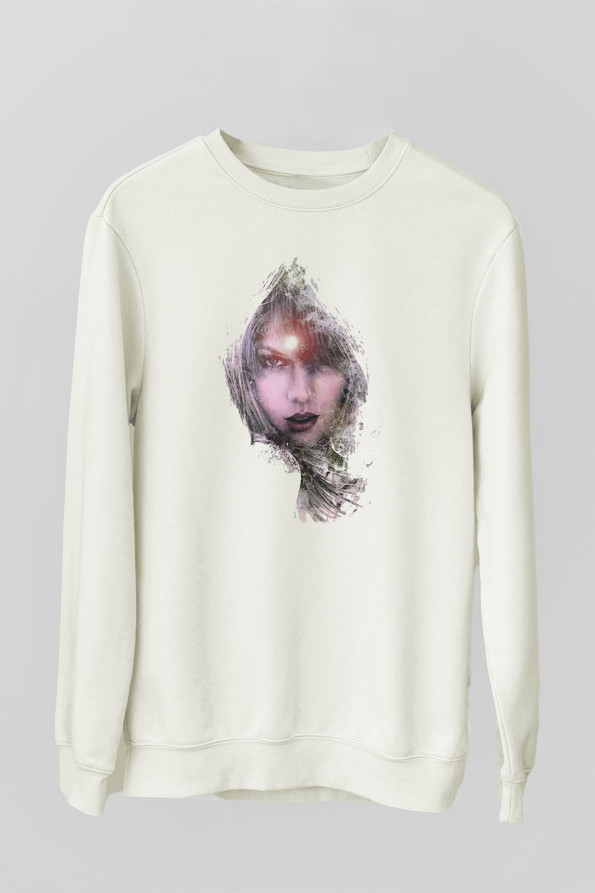 Taylor Swift Baskılı Beyaz Unisex Sweatshirt