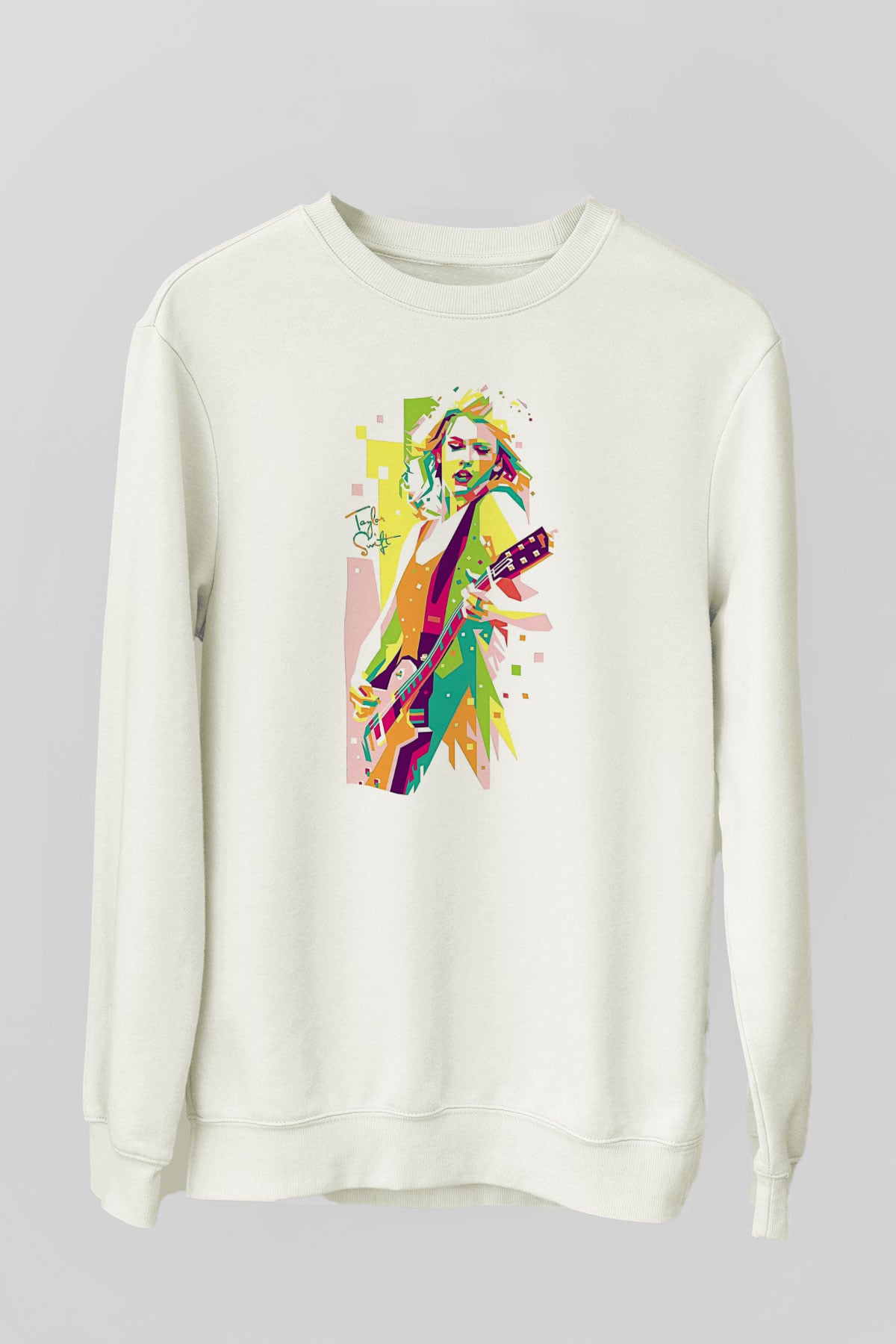 Taylor Swift Baskılı Beyaz Unisex Sweatshirt