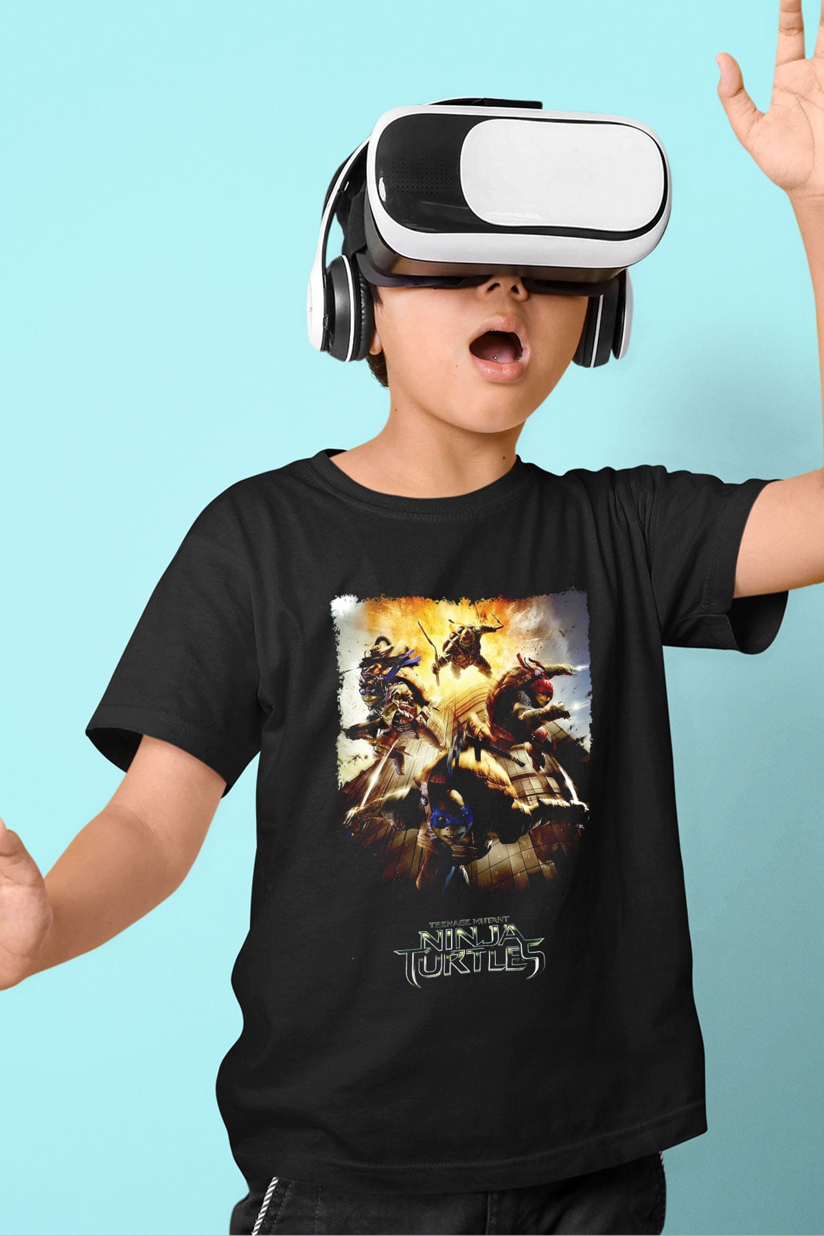 Teenage Mutant Ninja Turtles Ninja Kaplumbağalar Siyah Unisex  Çocuk Tişört