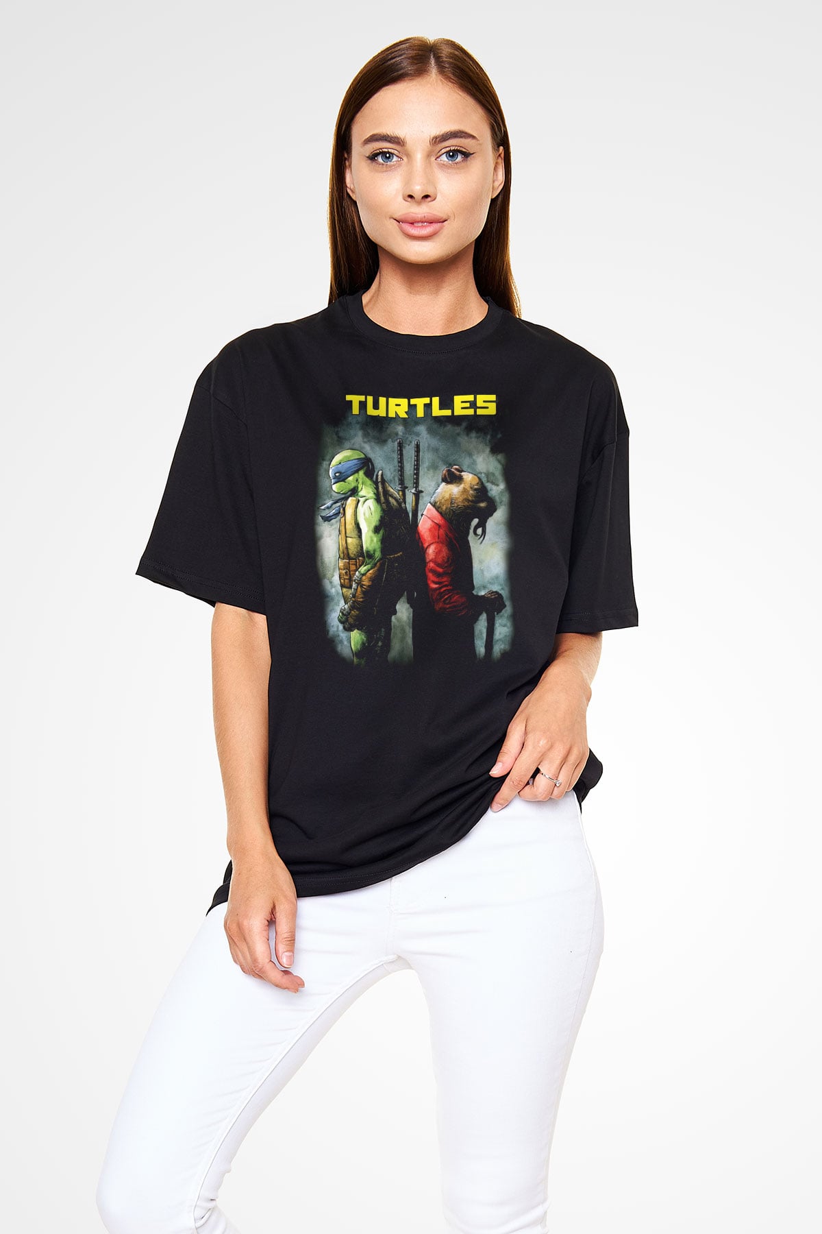Teenage Mutant Ninja Turtles Ninja Kaplumbağalar Siyah Unisex Oversize Tişört