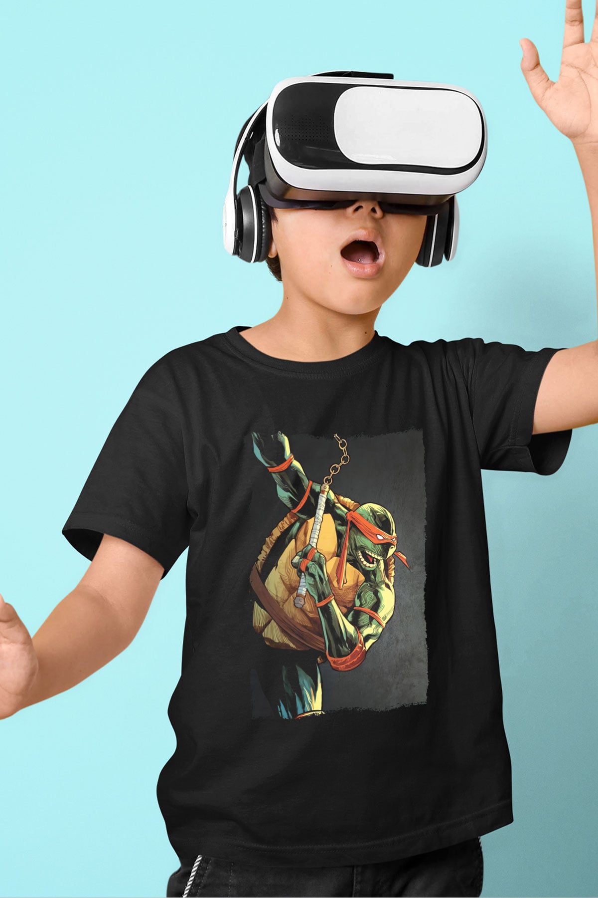 Teenage Mutant Ninja Turtles Ninja Kaplumbağalar Siyah Unisex Çocuk Tişört