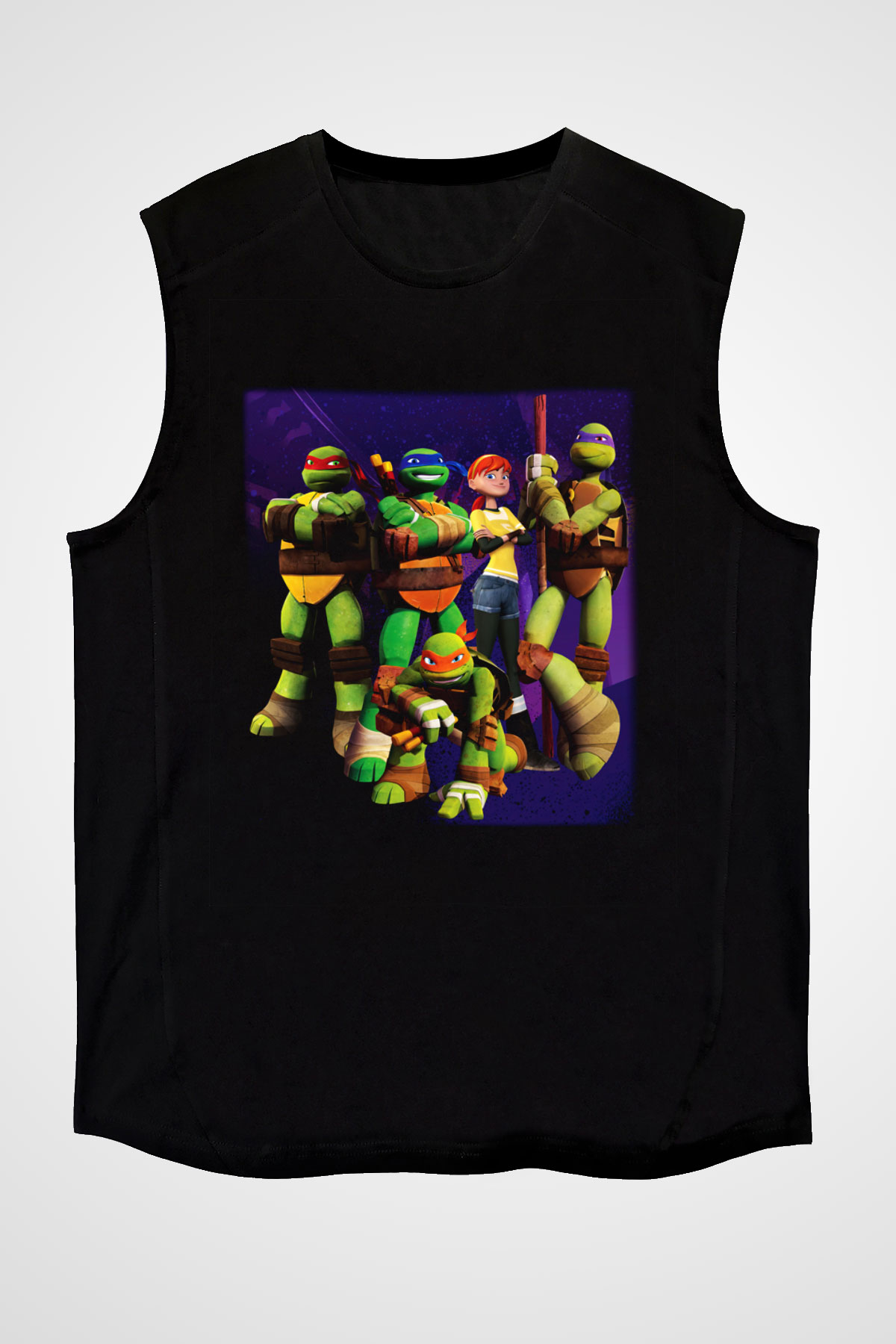 Teenage Mutant Ninja Turtles Ninja Kaplumbağalar Siyah Unisex Kolsuz Tişört