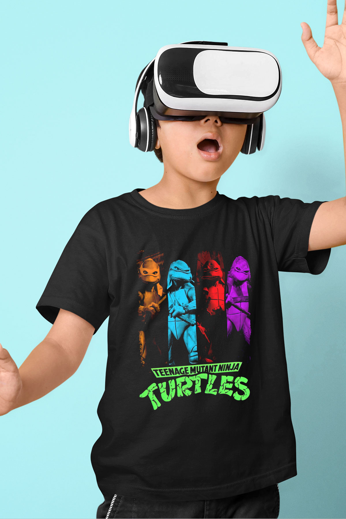 Teenage Mutant Ninja Turtles Ninja Kaplumbağalar Siyah Unisex  Çocuk Tişört