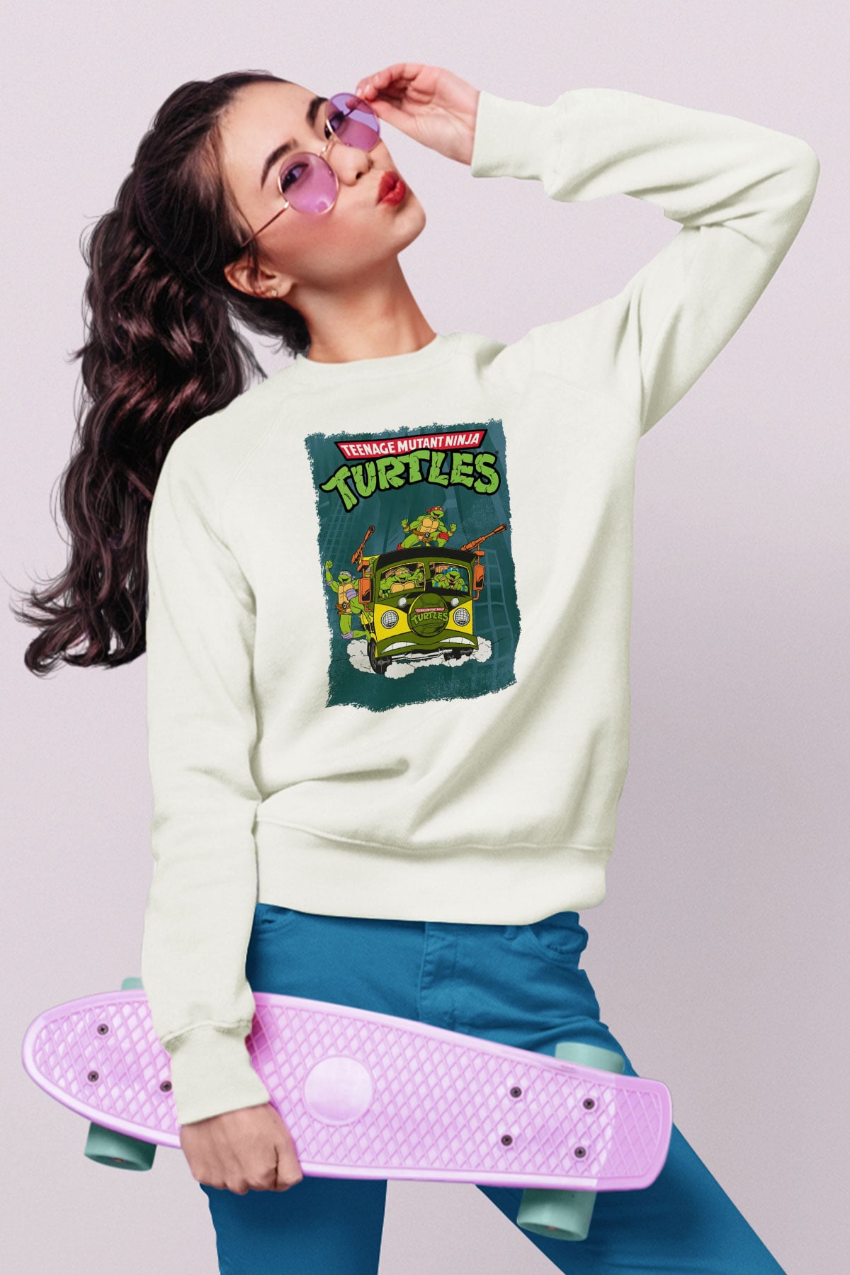 Teenage Mutant Ninja Turtles Ninja Kaplumbağalar Beyaz Unisex Sweatshirt
