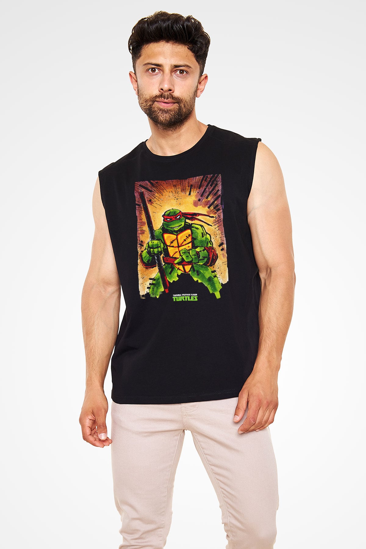 Teenage Mutant Ninja Turtles Ninja Kaplumbağalar Siyah Unisex Kolsuz Tişört