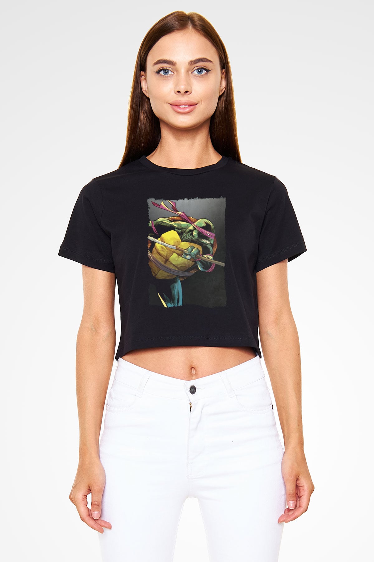 Teenage Mutant Ninja Turtles Ninja Kaplumbağalar Siyah  Crop Top Tişört