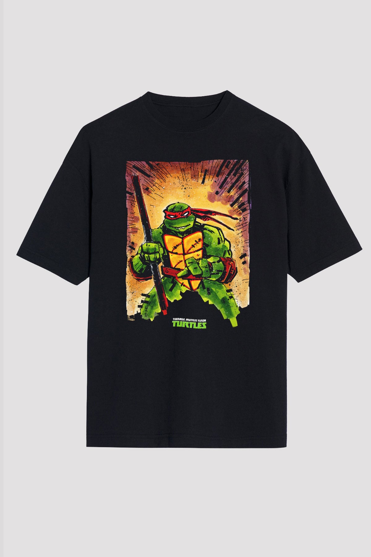 Teenage Mutant Ninja Turtles Ninja Kaplumbağalar Siyah Unisex Oversize Tişört